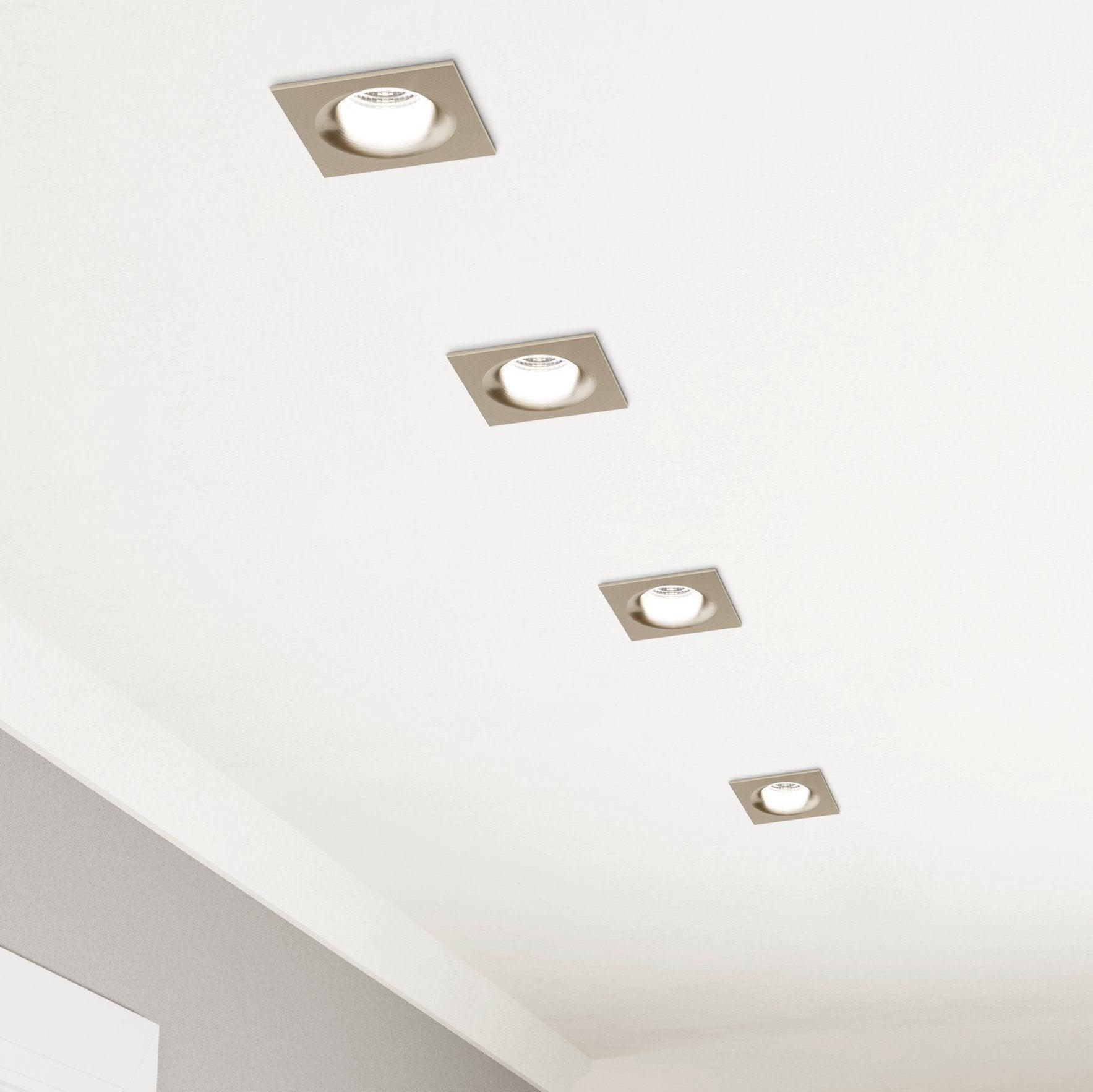 eglo saliceto square led nickel recessed downlight cool white living room close up