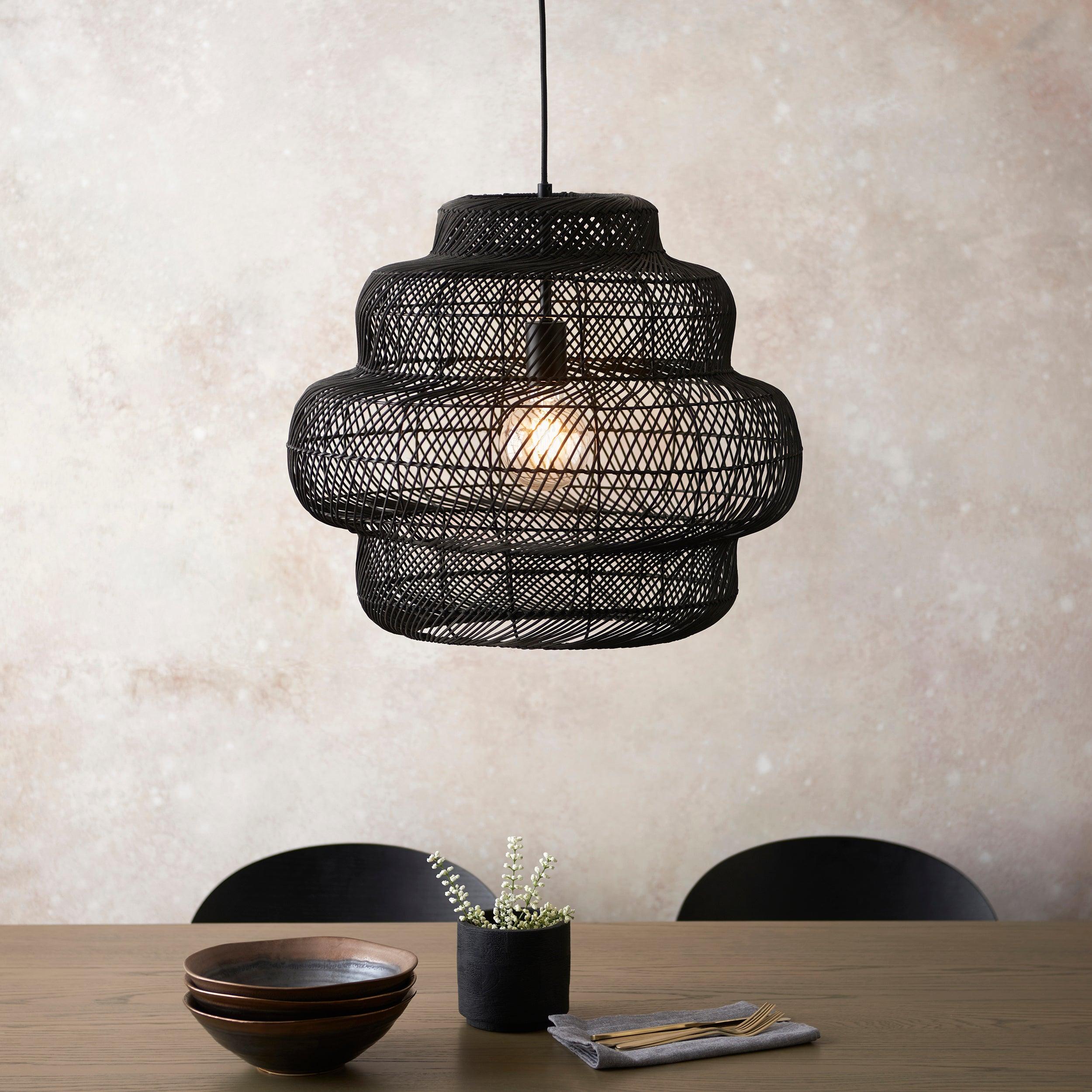 Tenoko Black Rattan Pendant Light