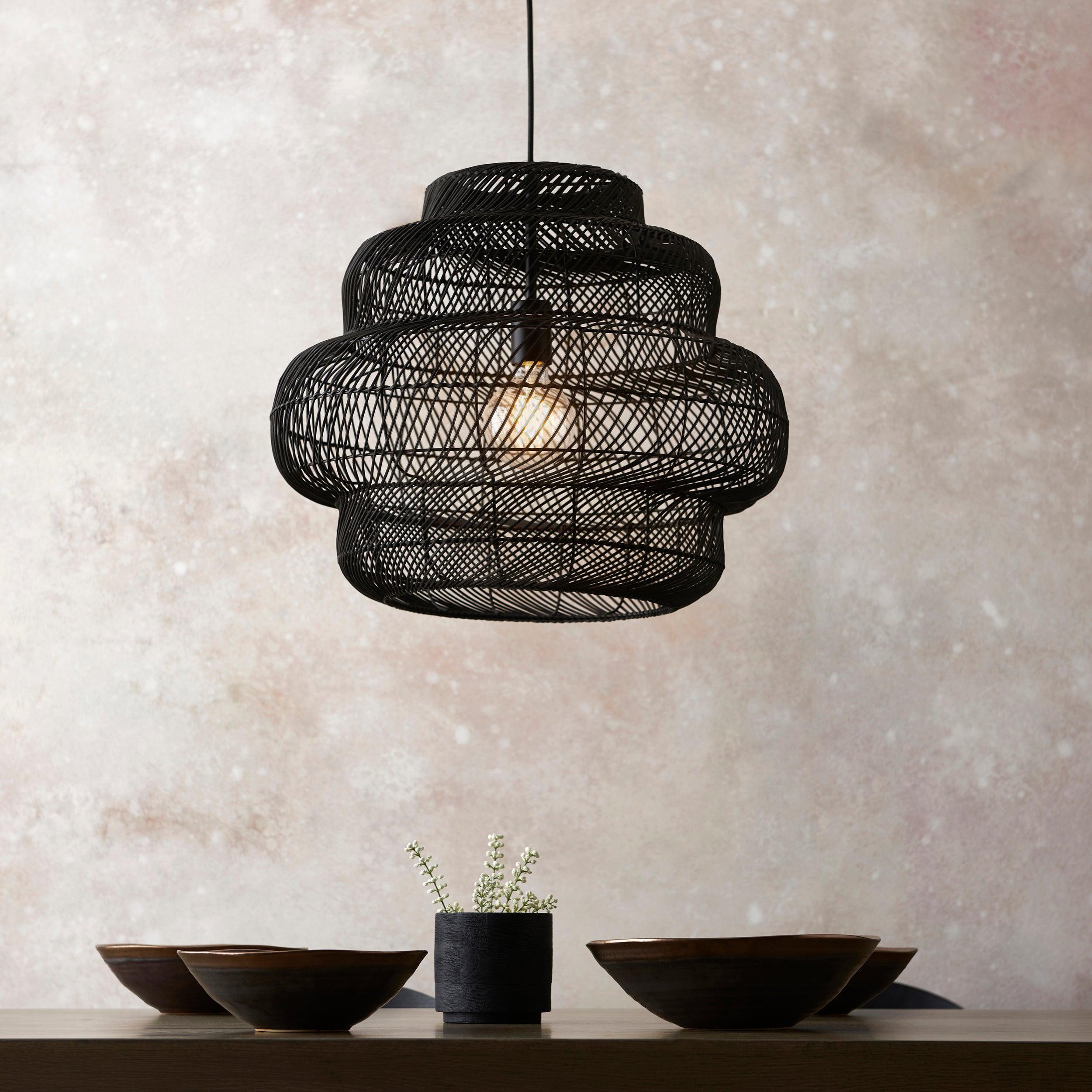 Tenoko Black Rattan Pendant Light