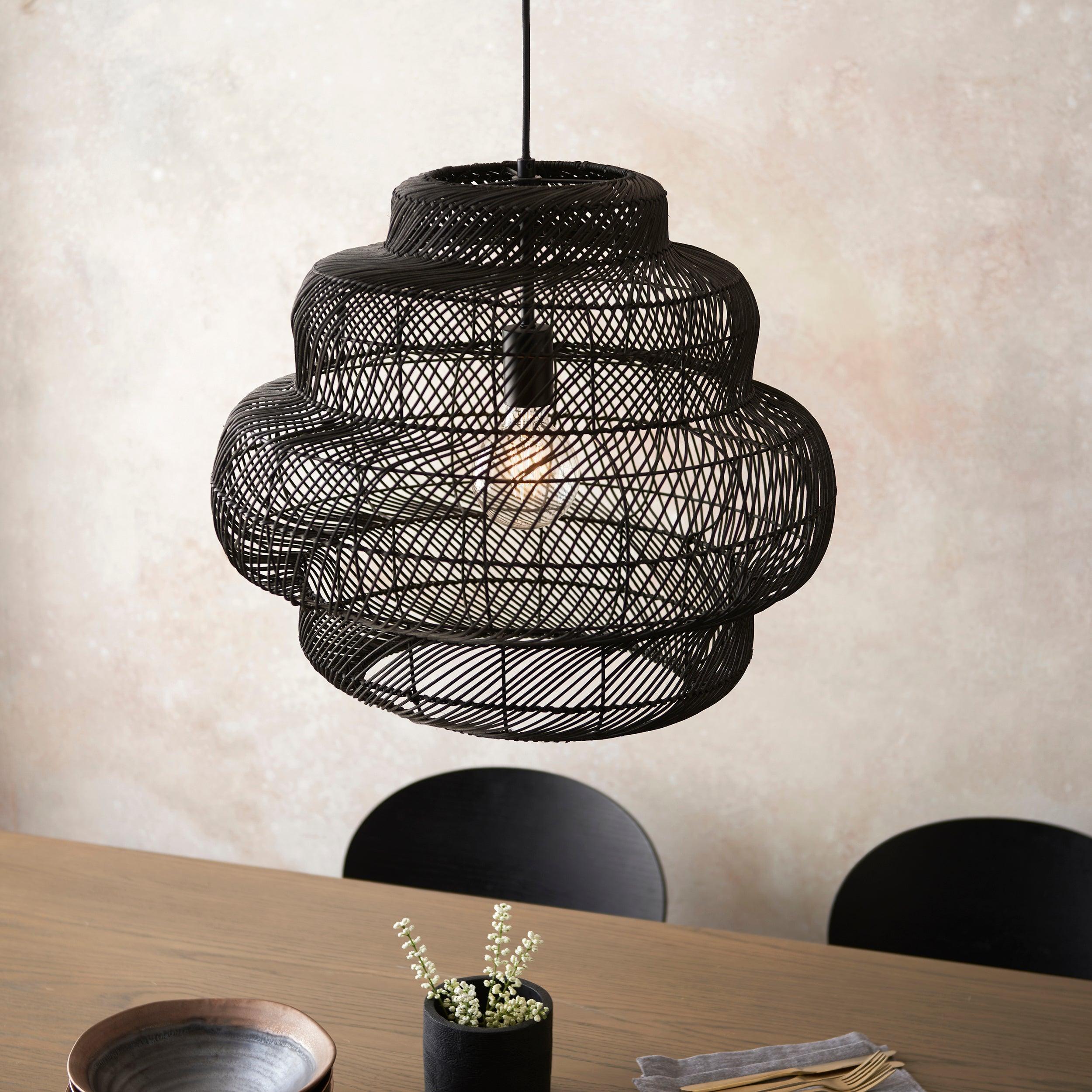 Tenoko Black Rattan Pendant Light