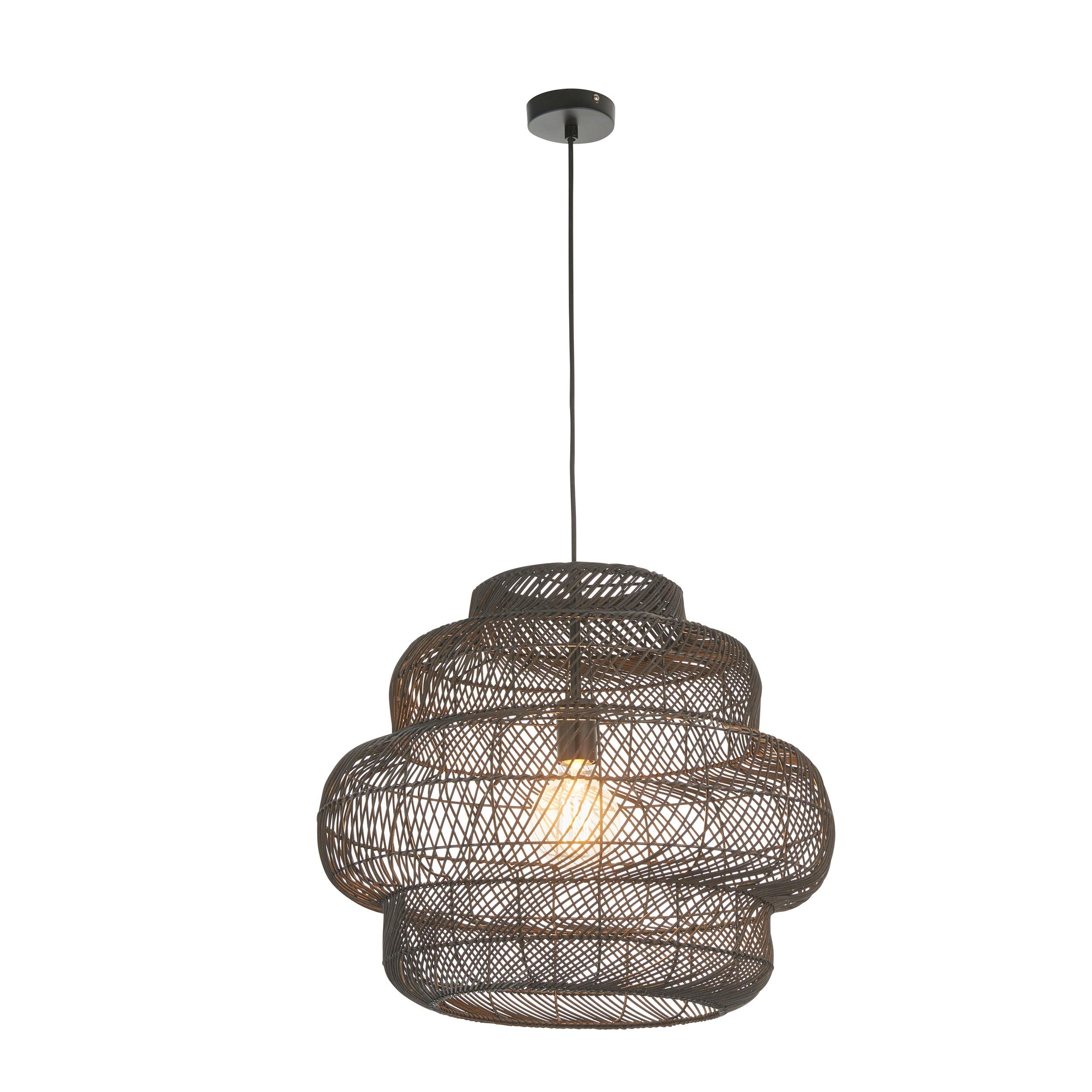 Tenoko Black Rattan Pendant Light