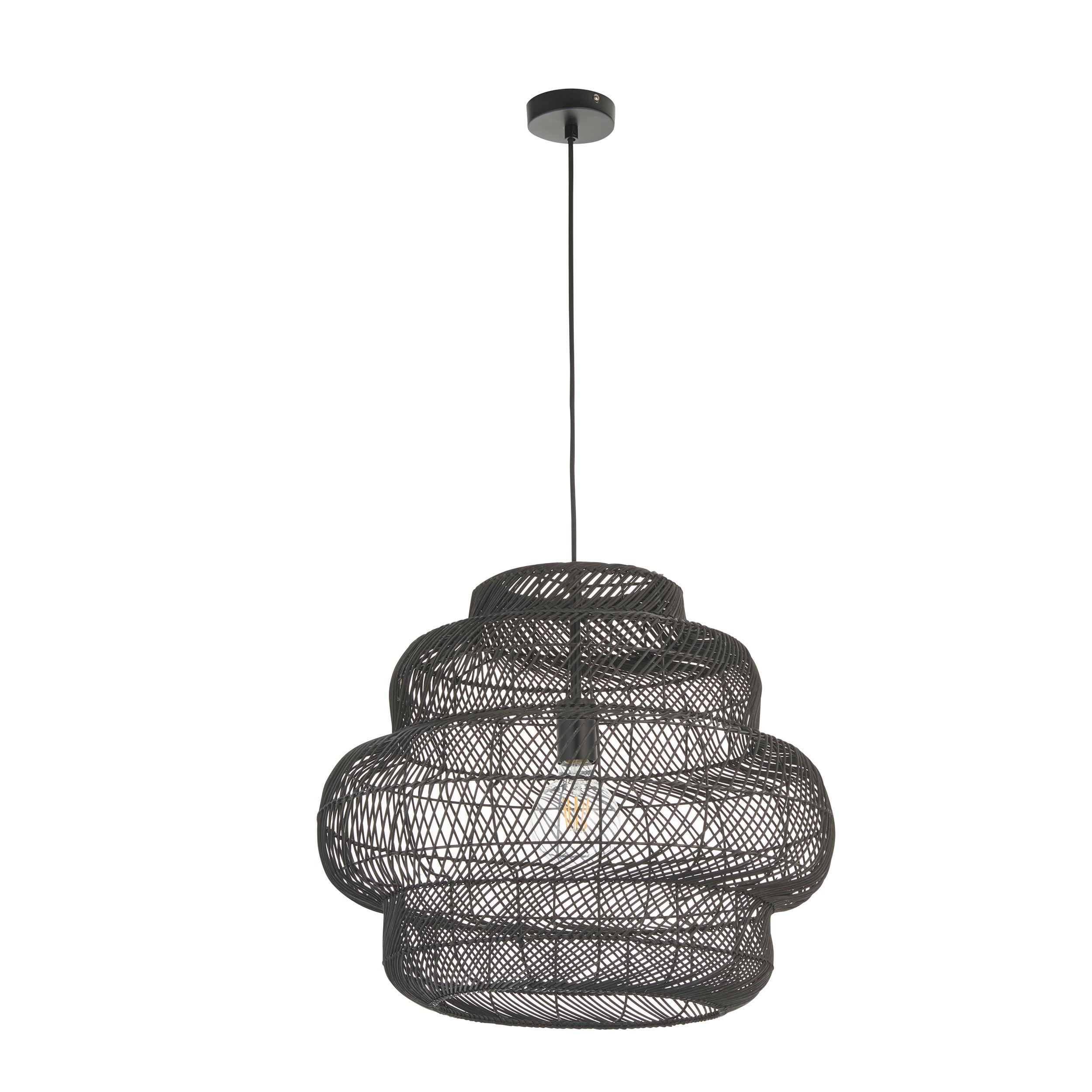 Tenoko Black Rattan Pendant Light