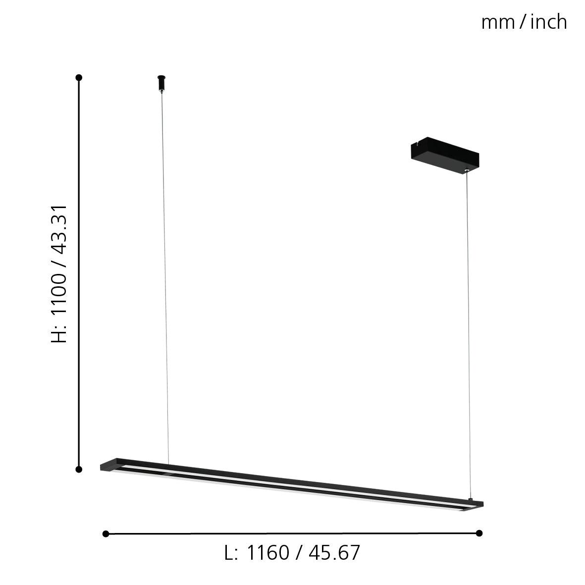 eglo amontillado led black linear ceiling pendant living room image