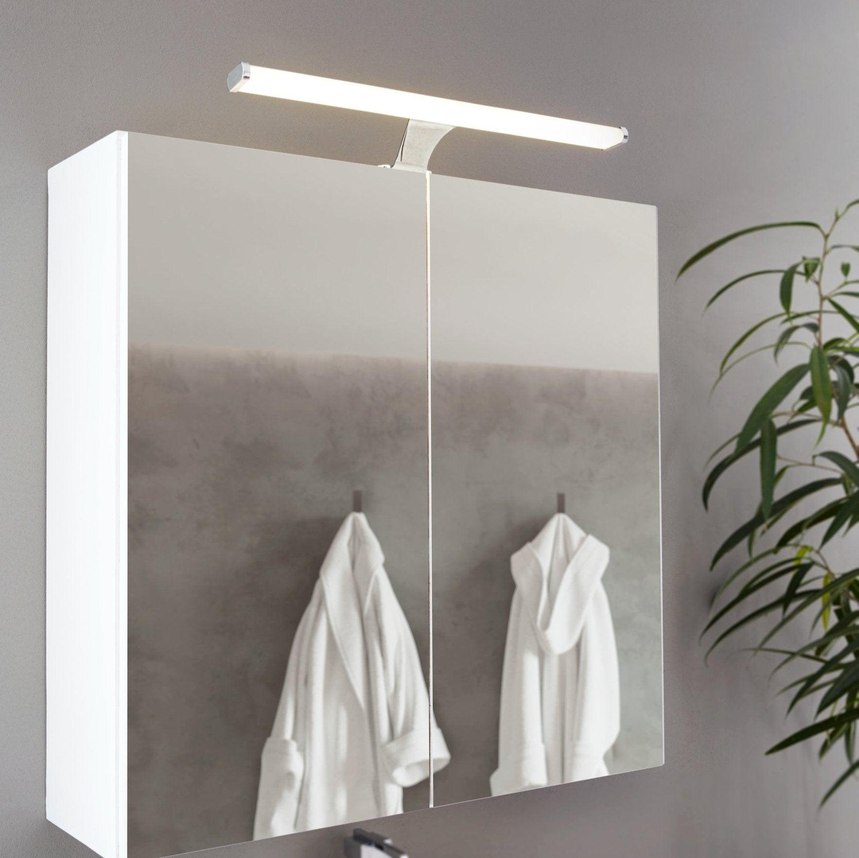 eglo vinchio ip44 chrome bathroom wall mirror light 40cm