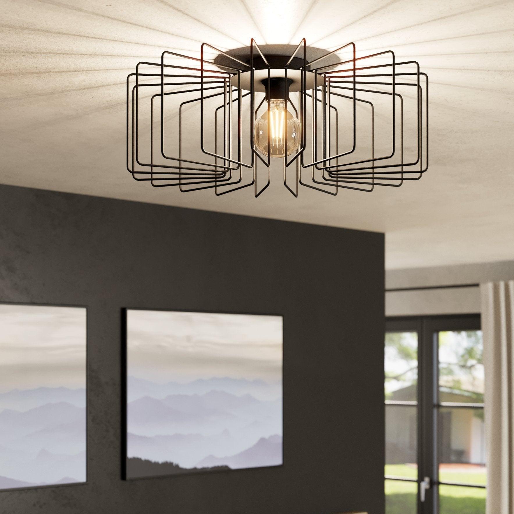 eglo tremedal black wire modern flush ceiling light