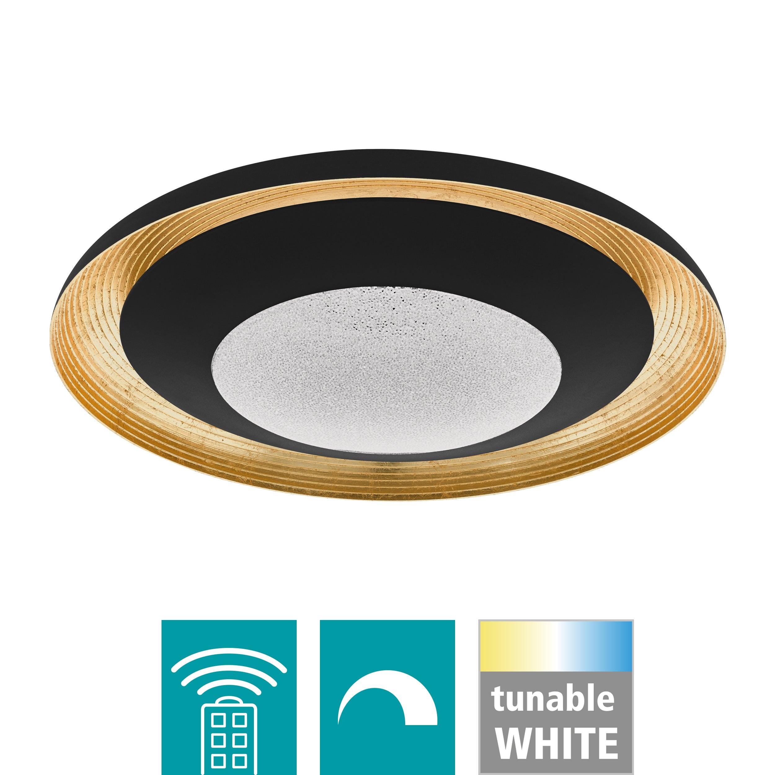 eglo canicosa 2 black gold round led ceiling flush 49 5cm kitchen lighting