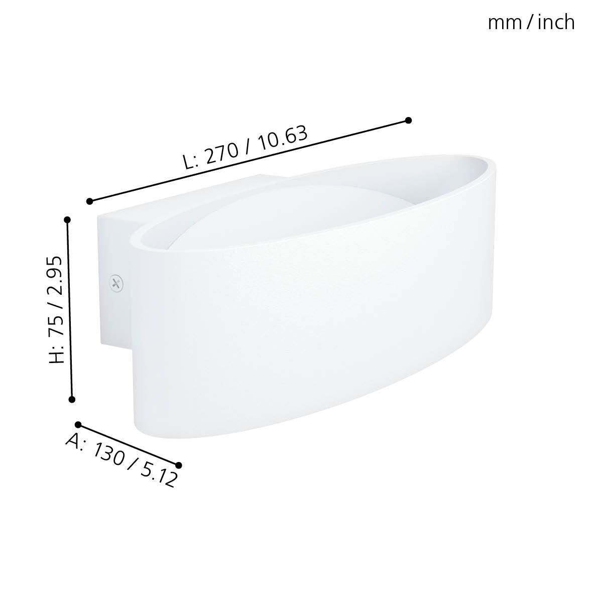 eglo maccacari curved white led wall light living room close up