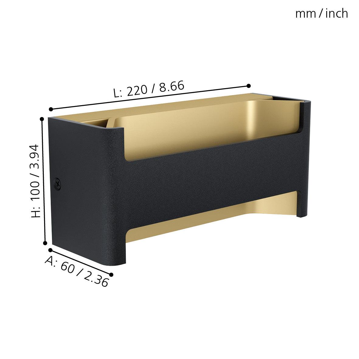 eglo feloniche black gold led wall light living room close up