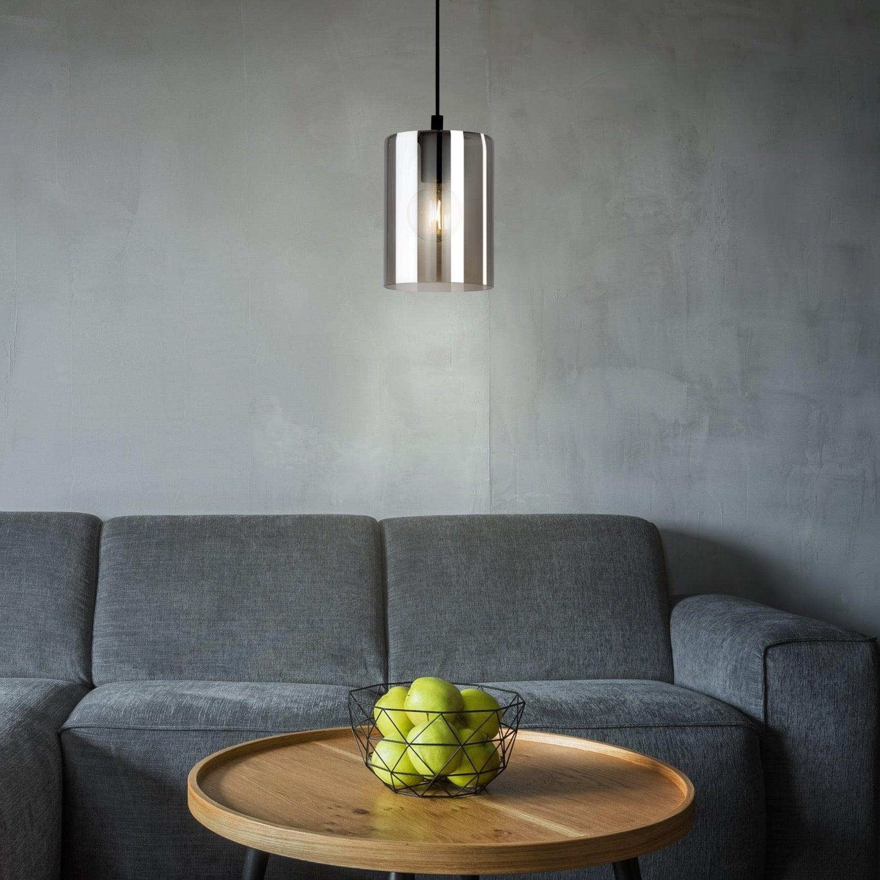 eglo cadaques 1 cylindrical smoked glass ceiling pendant