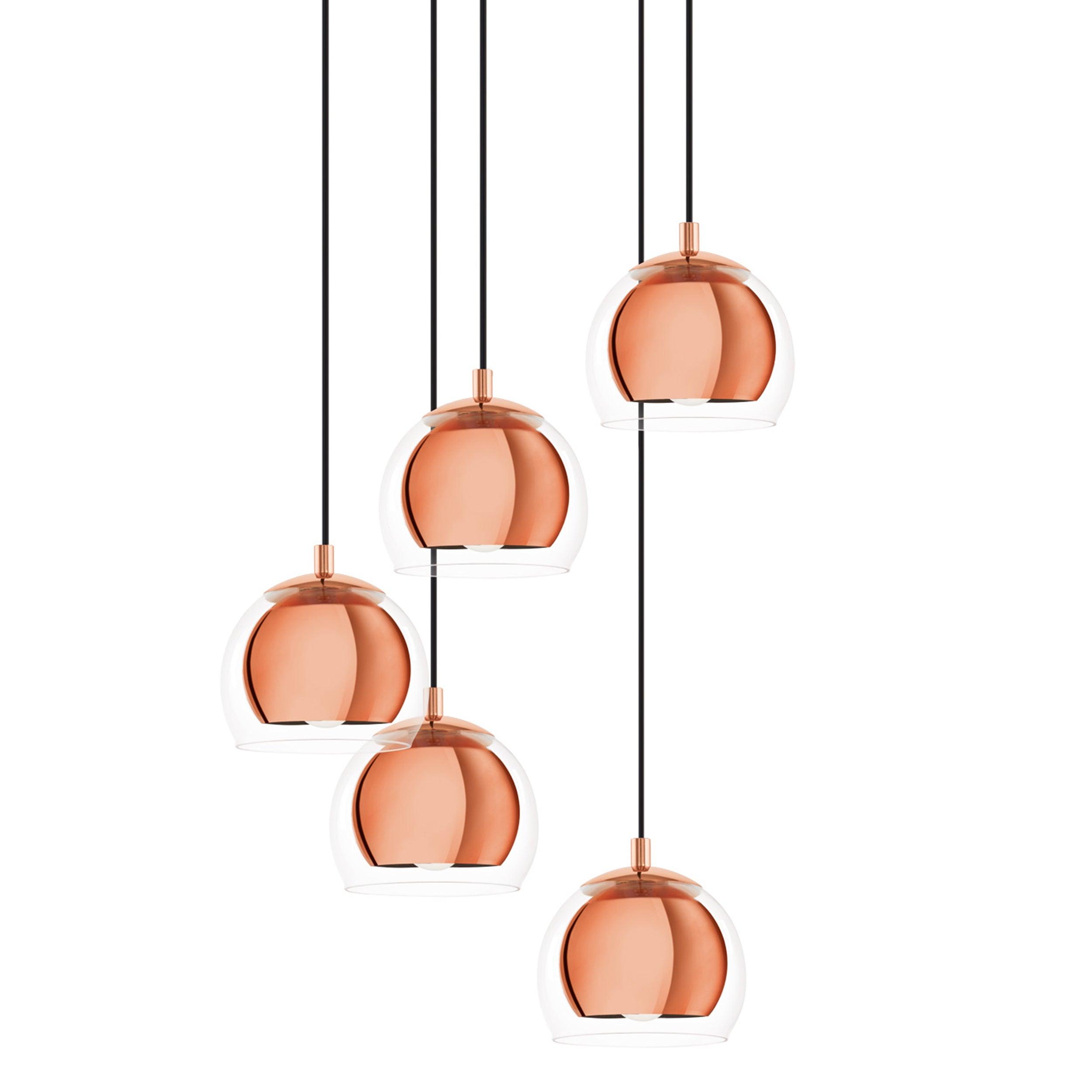 eglo rocamar 1 5 light clear glass copper ceiling pendant kitchen lighting
