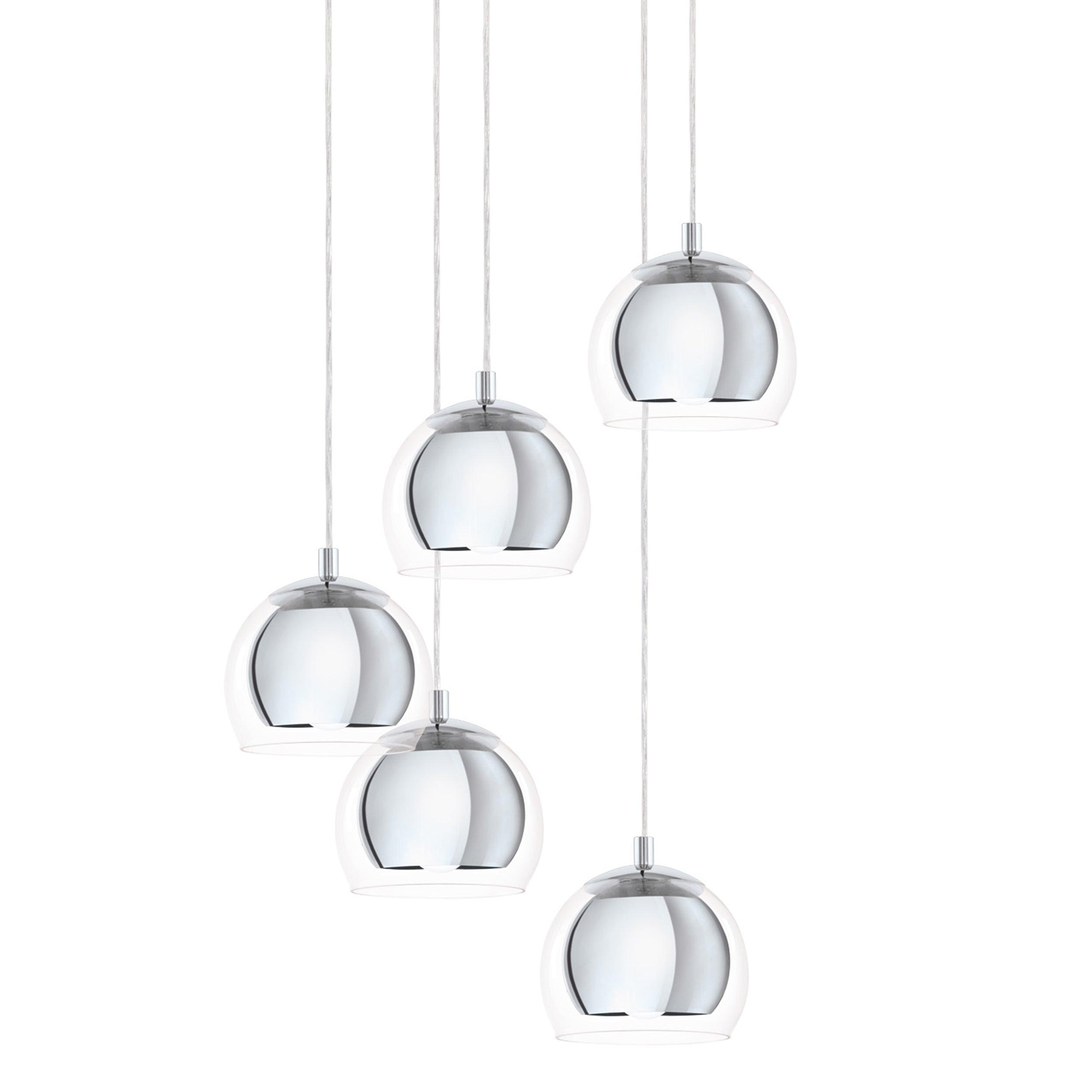 eglo rocamar 1 6 light clear glass chrome ceiling pendant