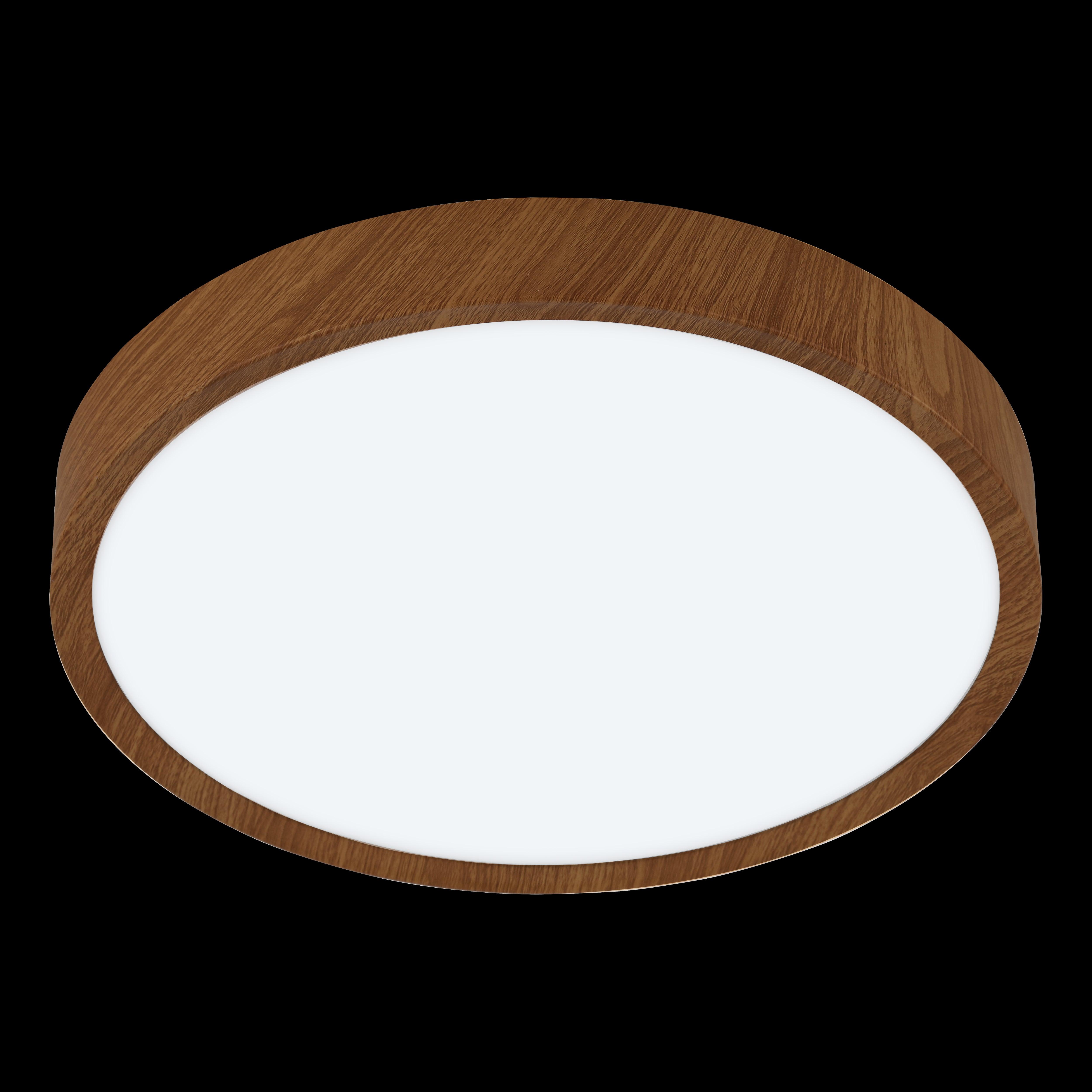 eglo musurita wood effect round led flush ceiling light 31cm living room close up