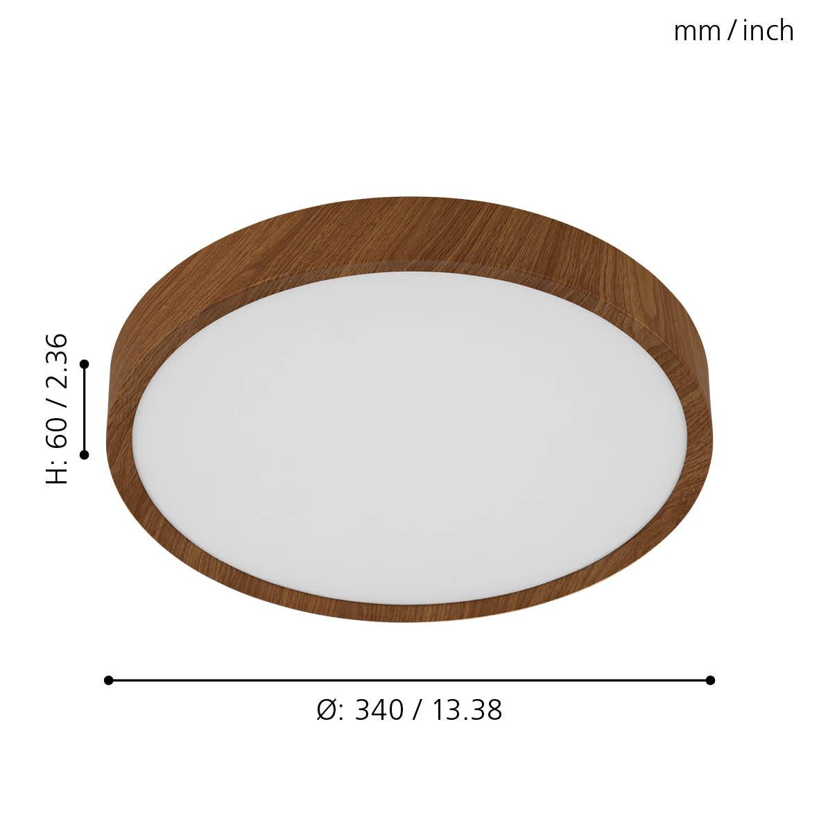 eglo musurita wood effect round led flush ceiling light 31cm kitchen lighting