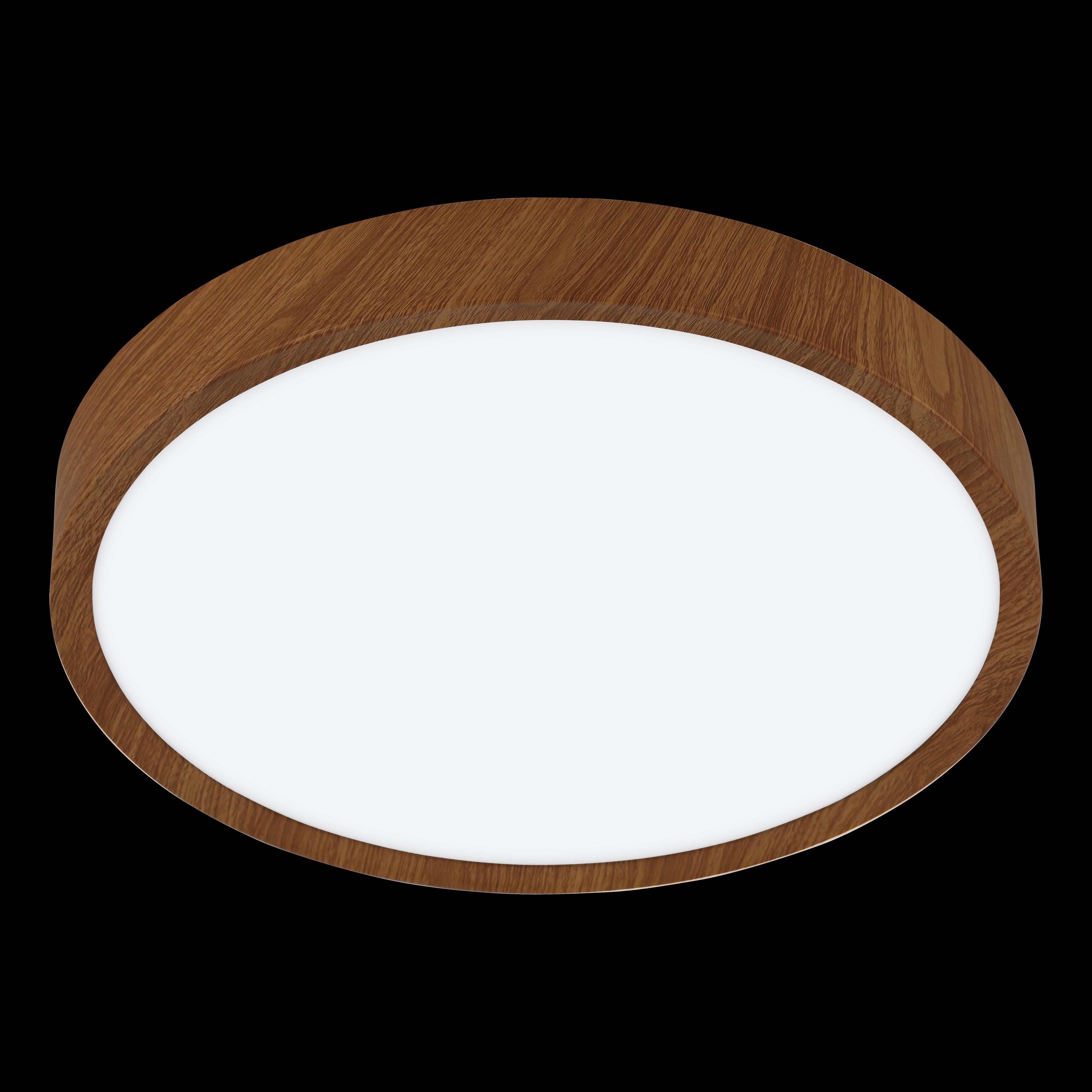 eglo musurita wood effect round led flush ceiling light 44cm living room image