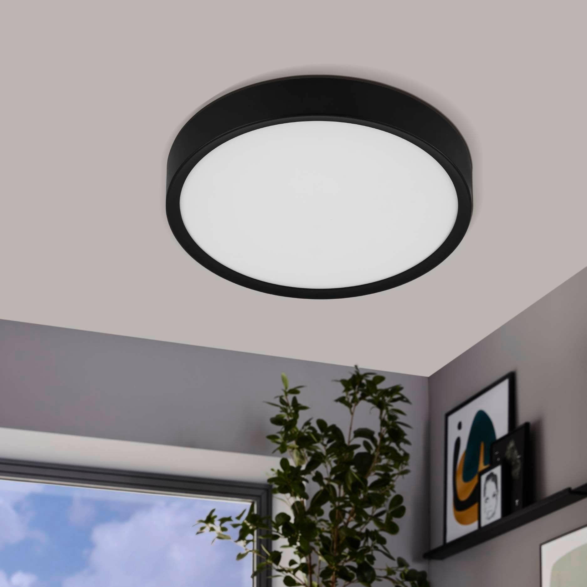 eglo musurita black round led flush ceiling light 31cm