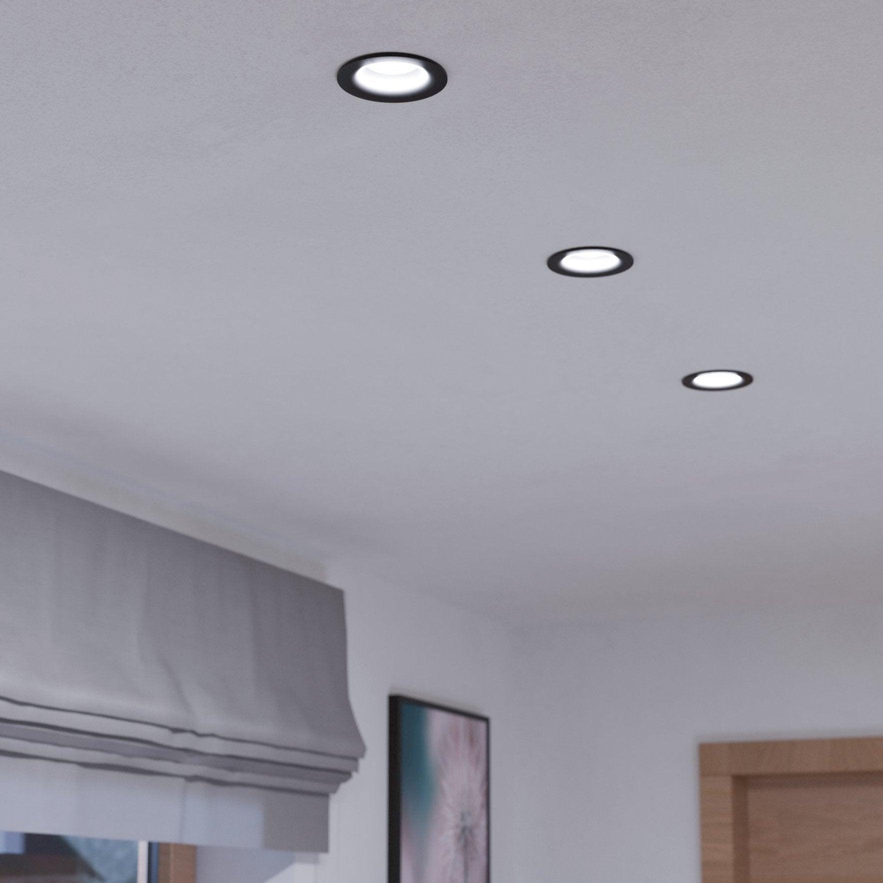 eglo saliceto led black round recessed downlight
