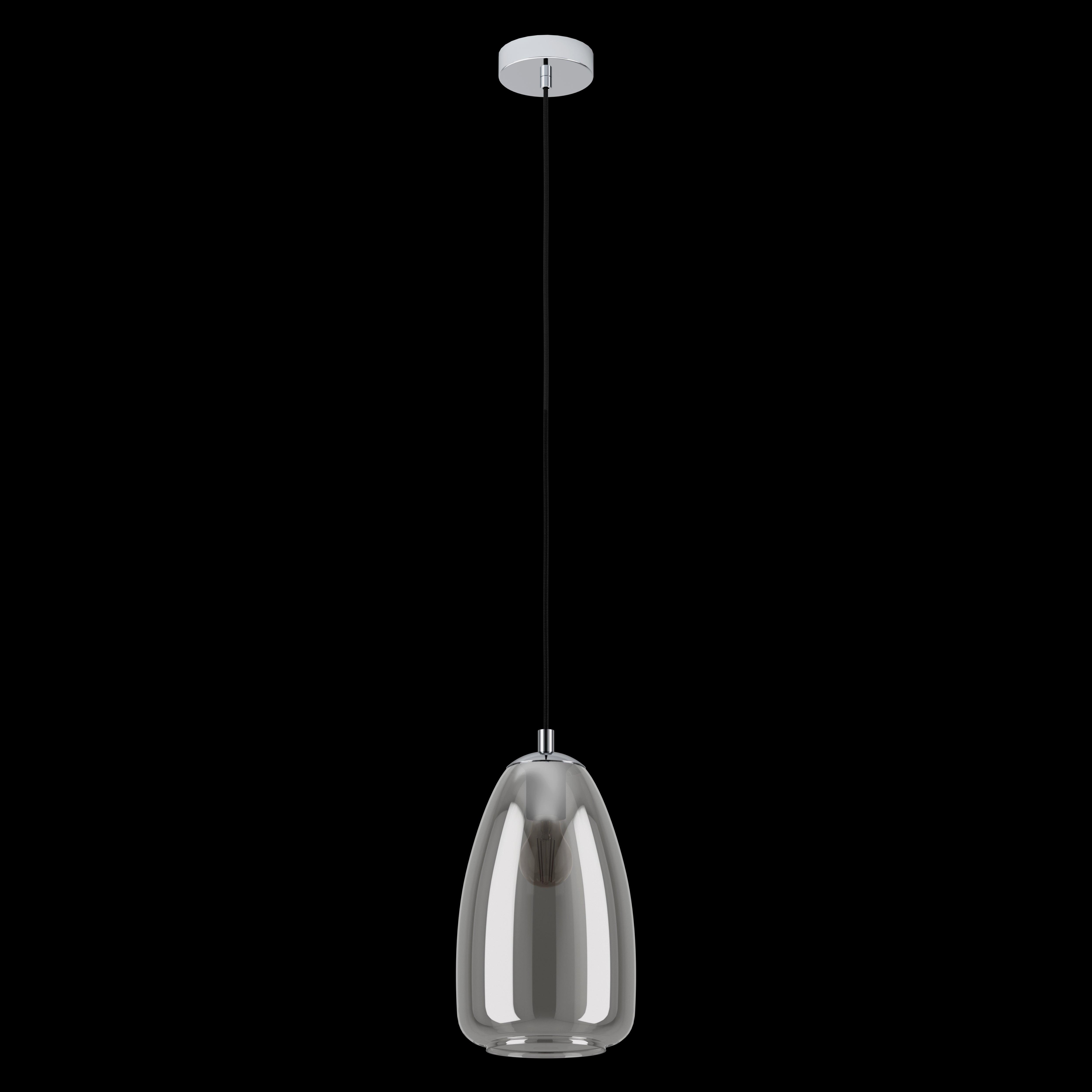 eglo alobrase chrome smoked black glass ceiling pendant living room close up