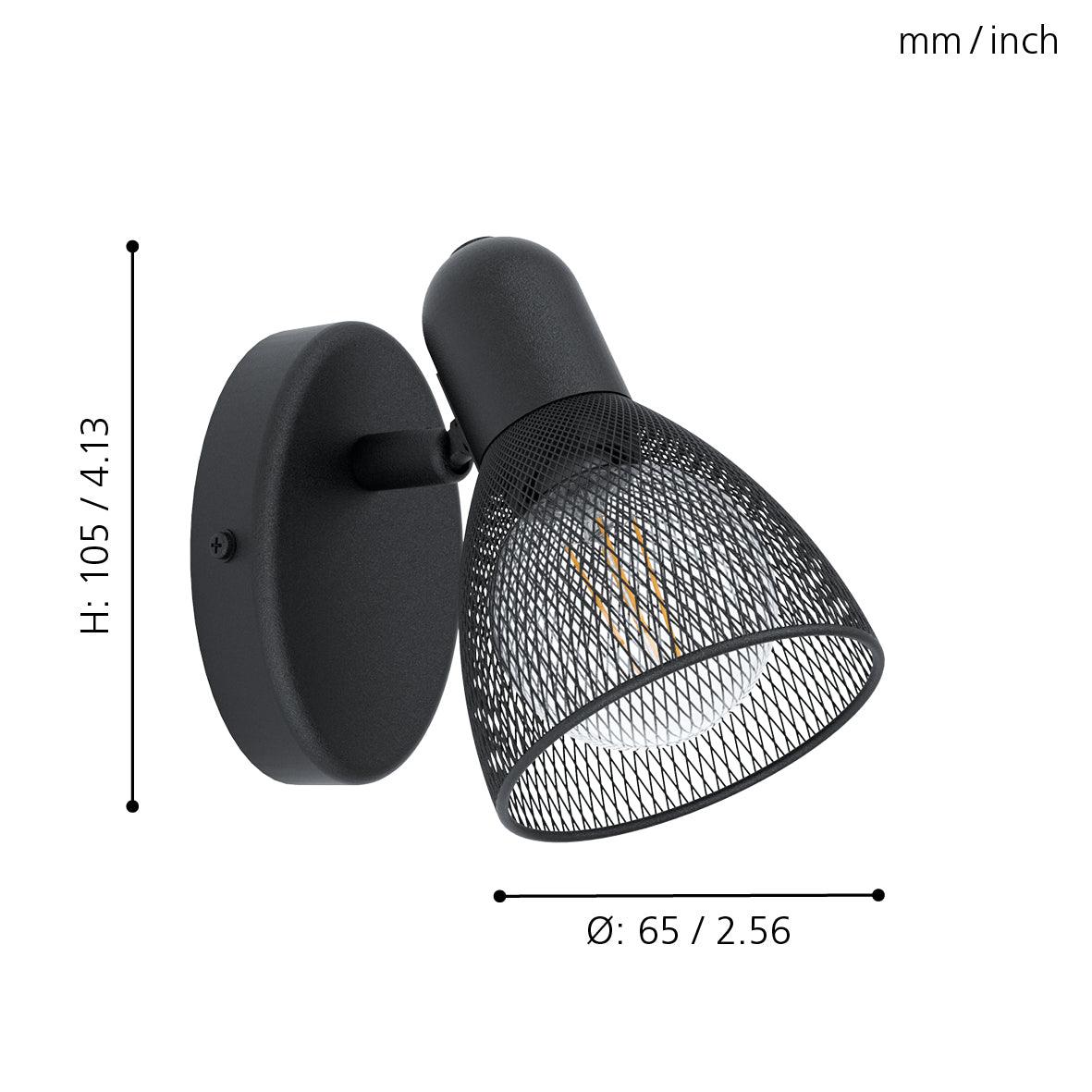 eglo carovigno black mesh wall spotlight living room image