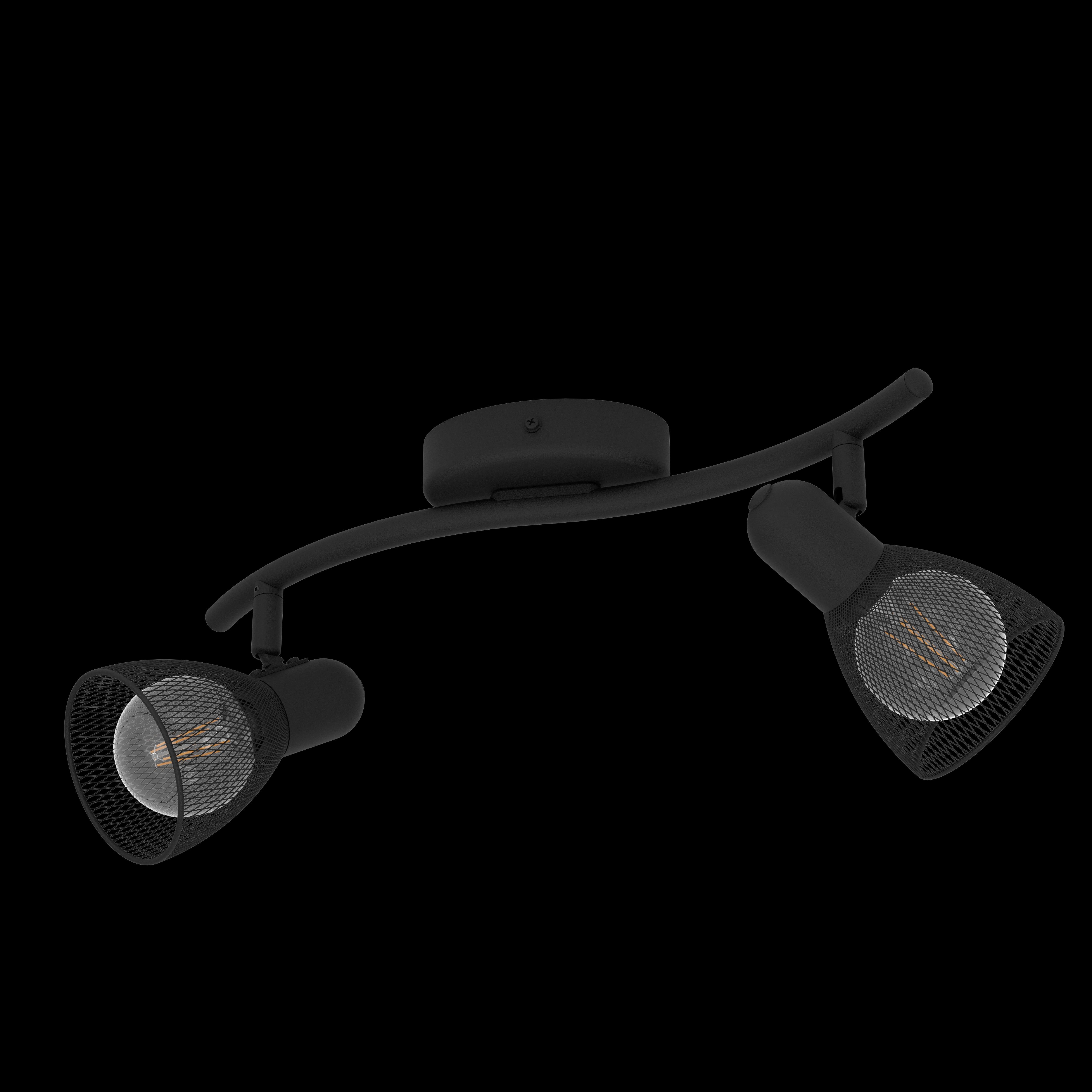 eglo carovigno black mesh 2 light bar spotlight living room close up