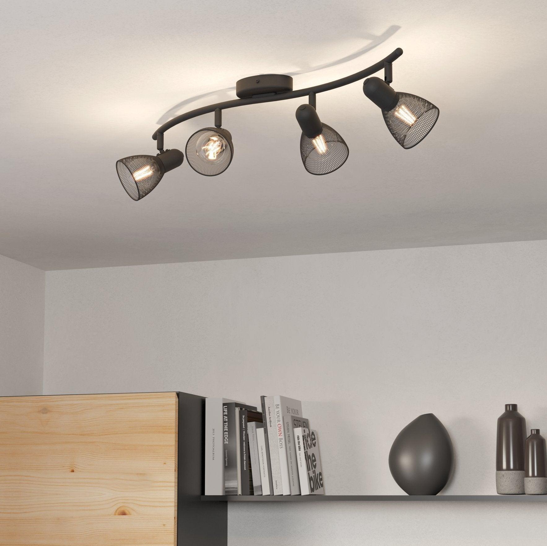 eglo carovigno black mesh 4 light bar spotlight