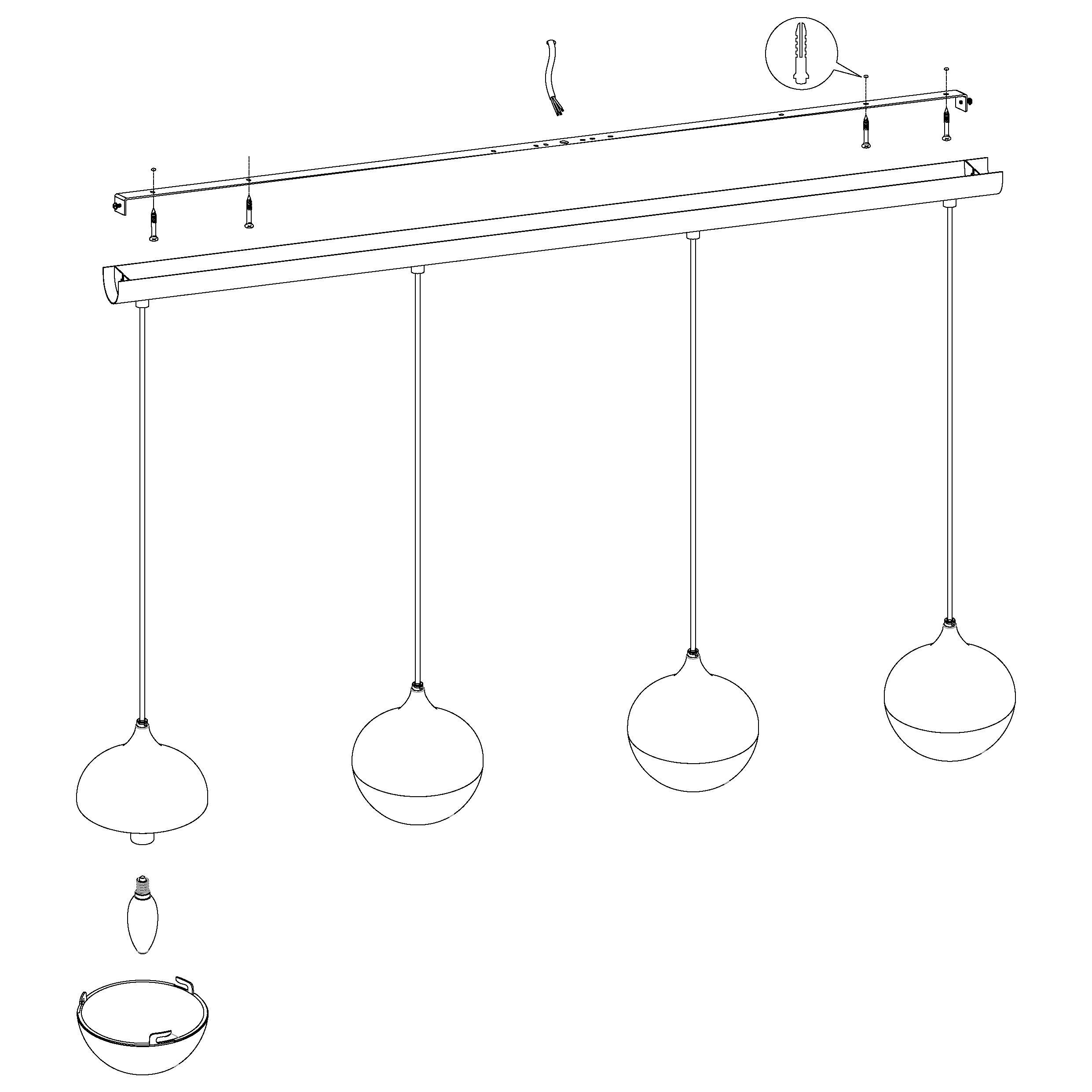 eglo mioglia 1 4 light chrome crystal effect ceiling pendant kitchen lighting
