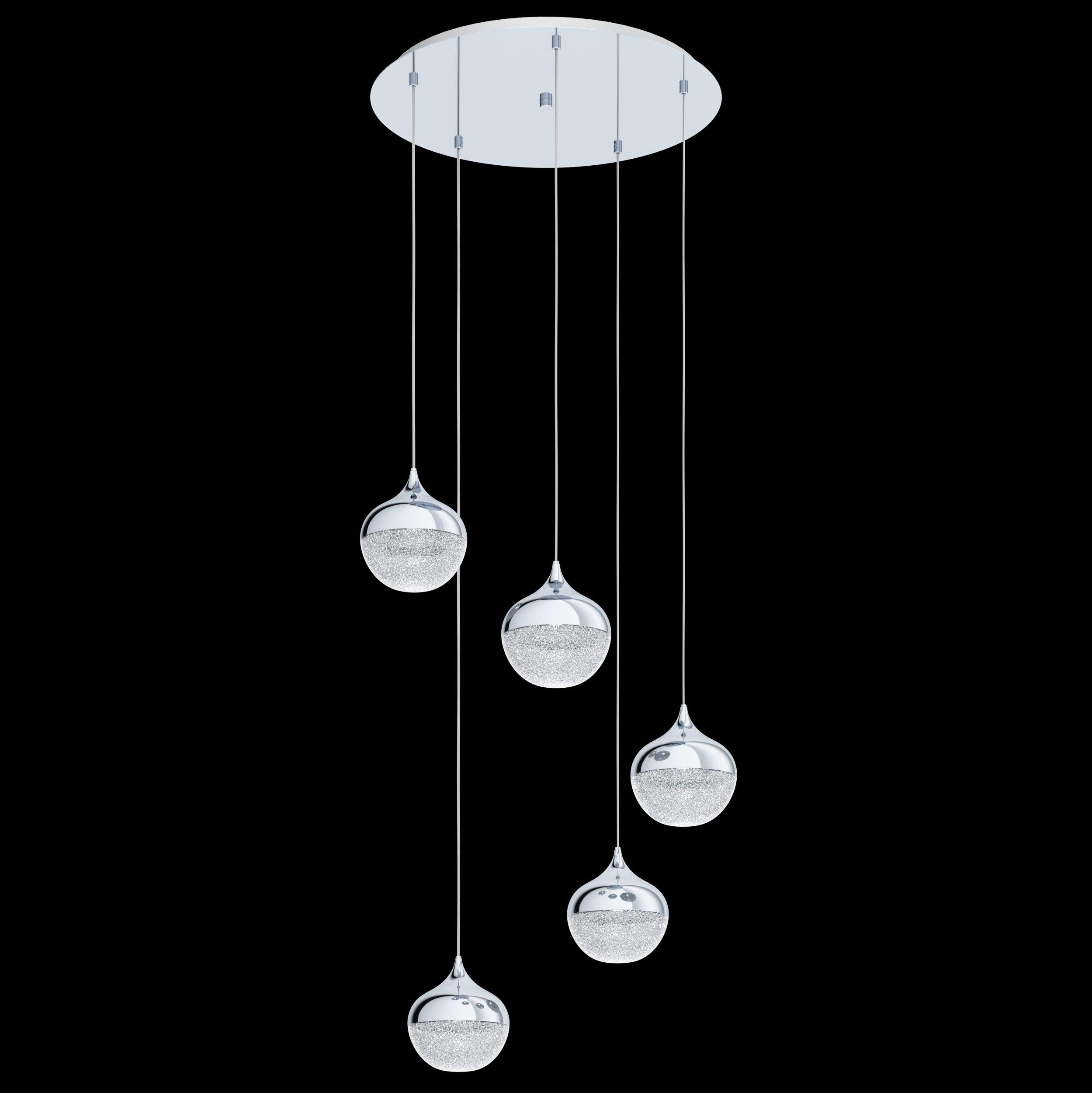 eglo mioglia 1 5 light chrome crystal effect pendant