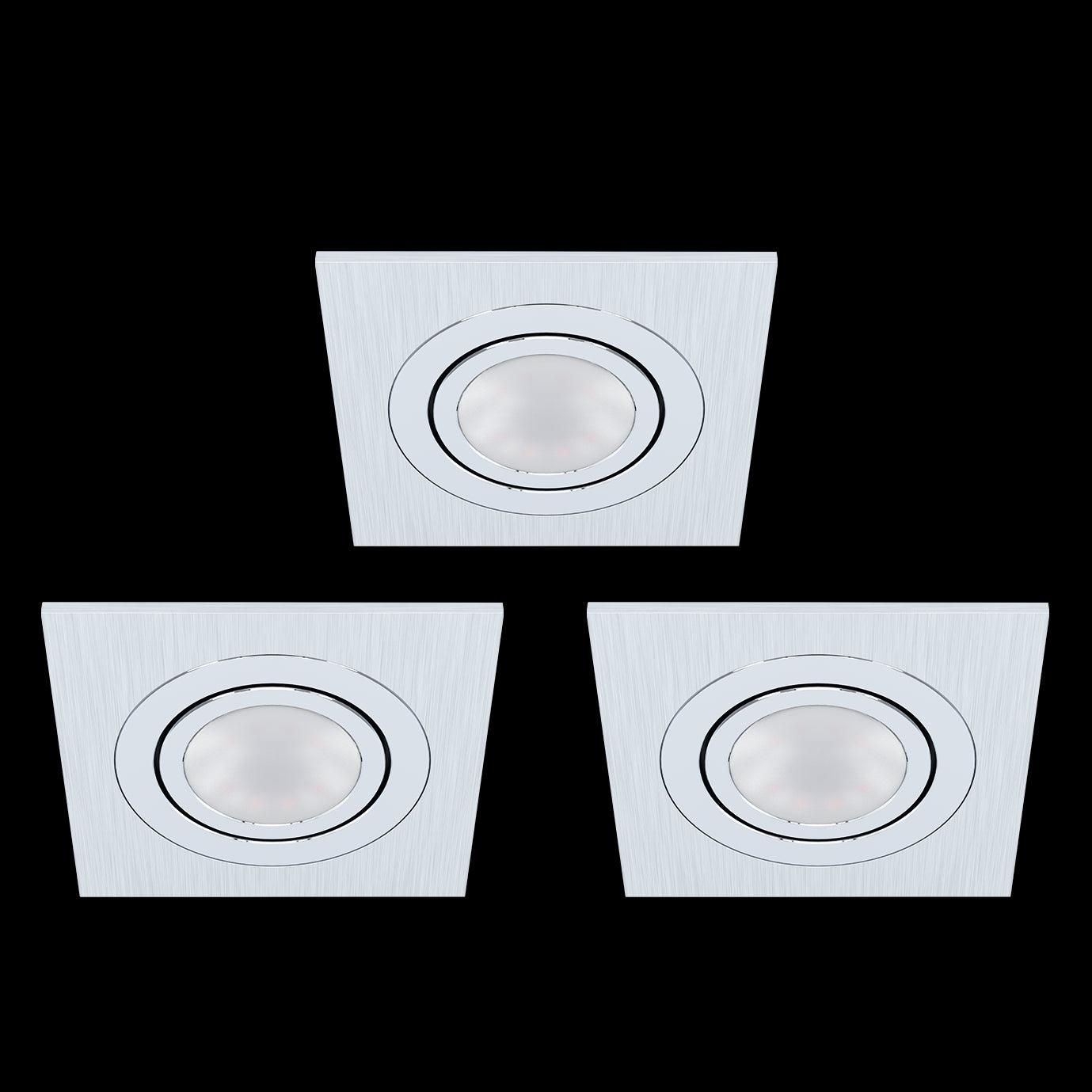 eglo areitio set of 3 square aluminium recessed downlights living room image