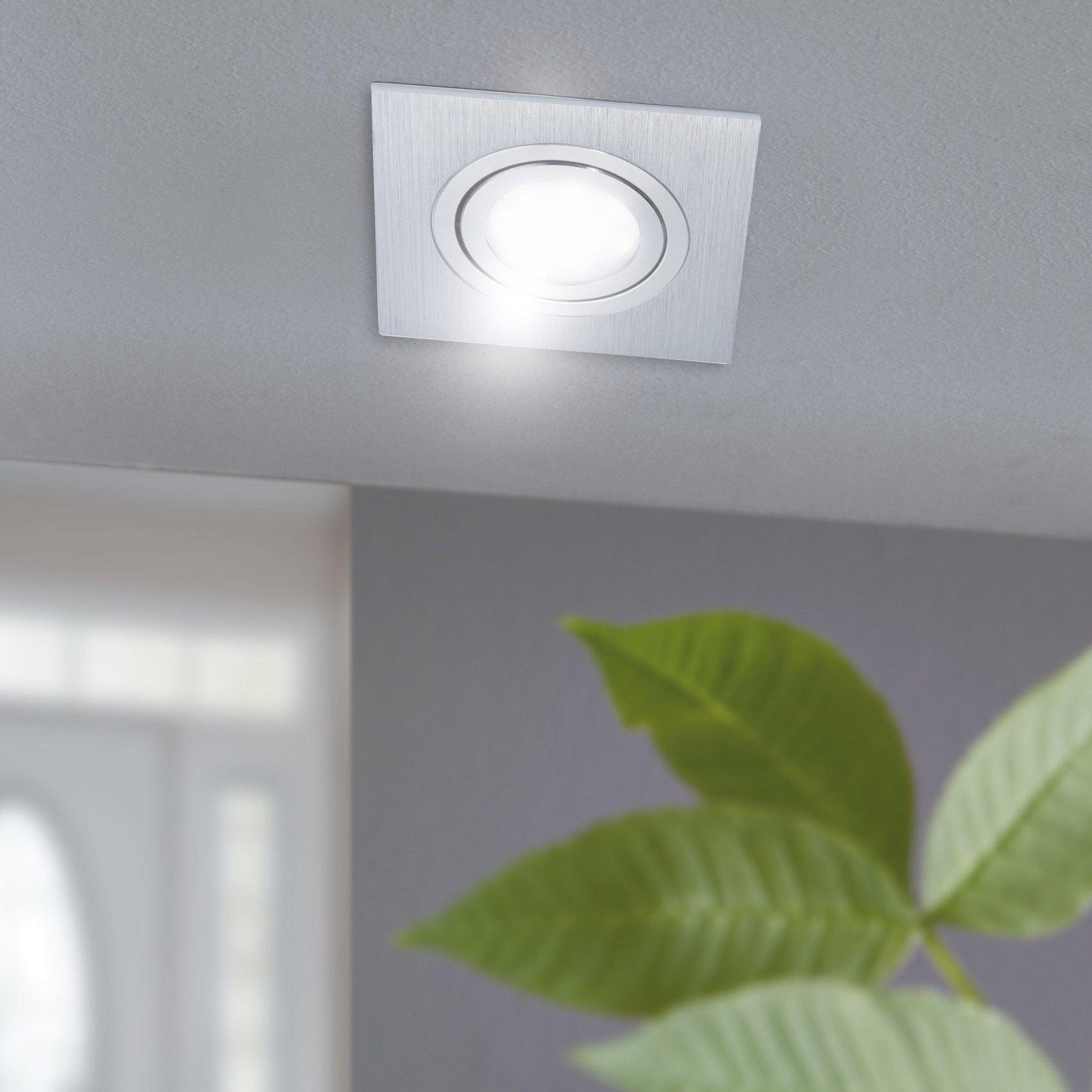 eglo areitio set of 3 square aluminium recessed downlights