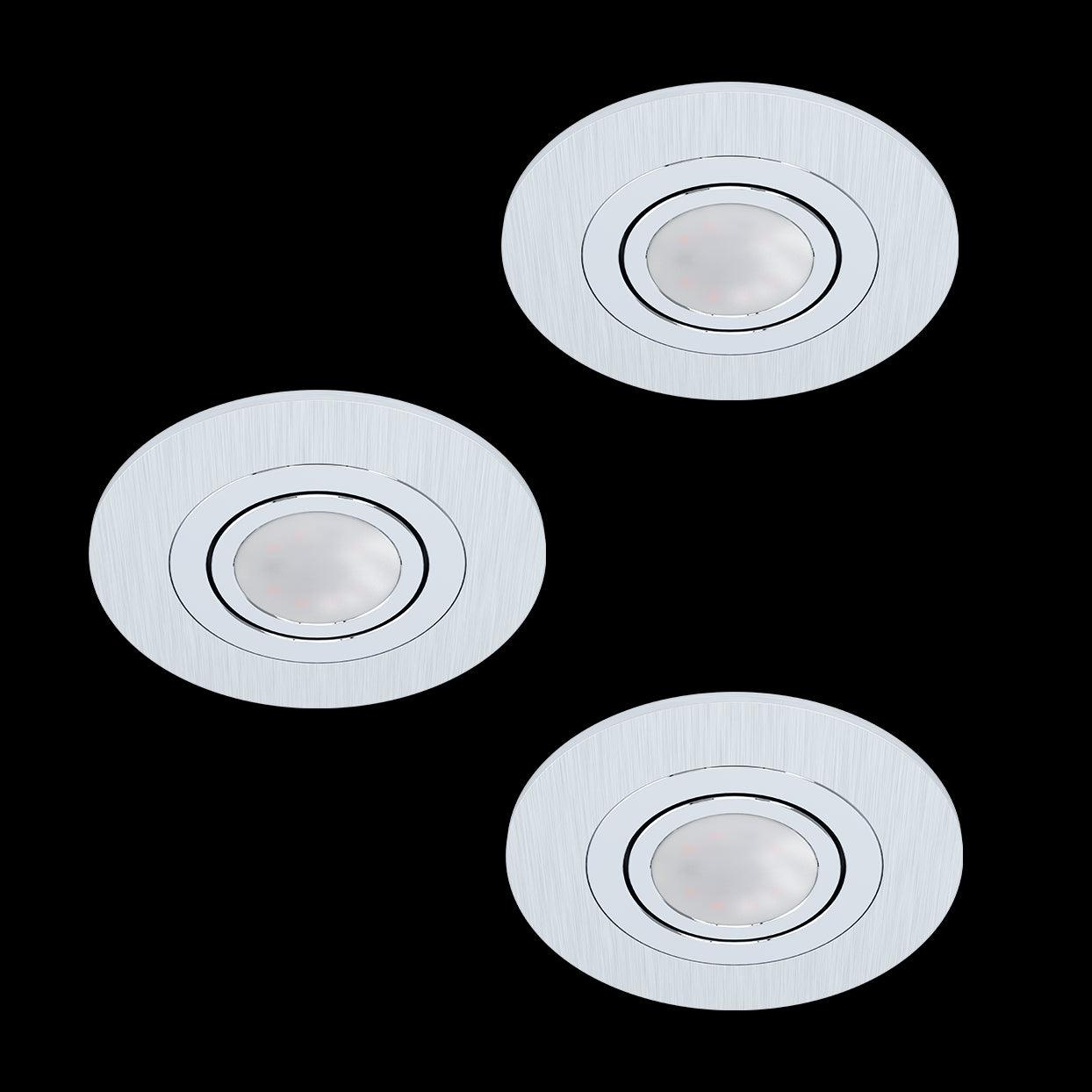 eglo areitio set of 3 round alumnium recessed downlights living room image