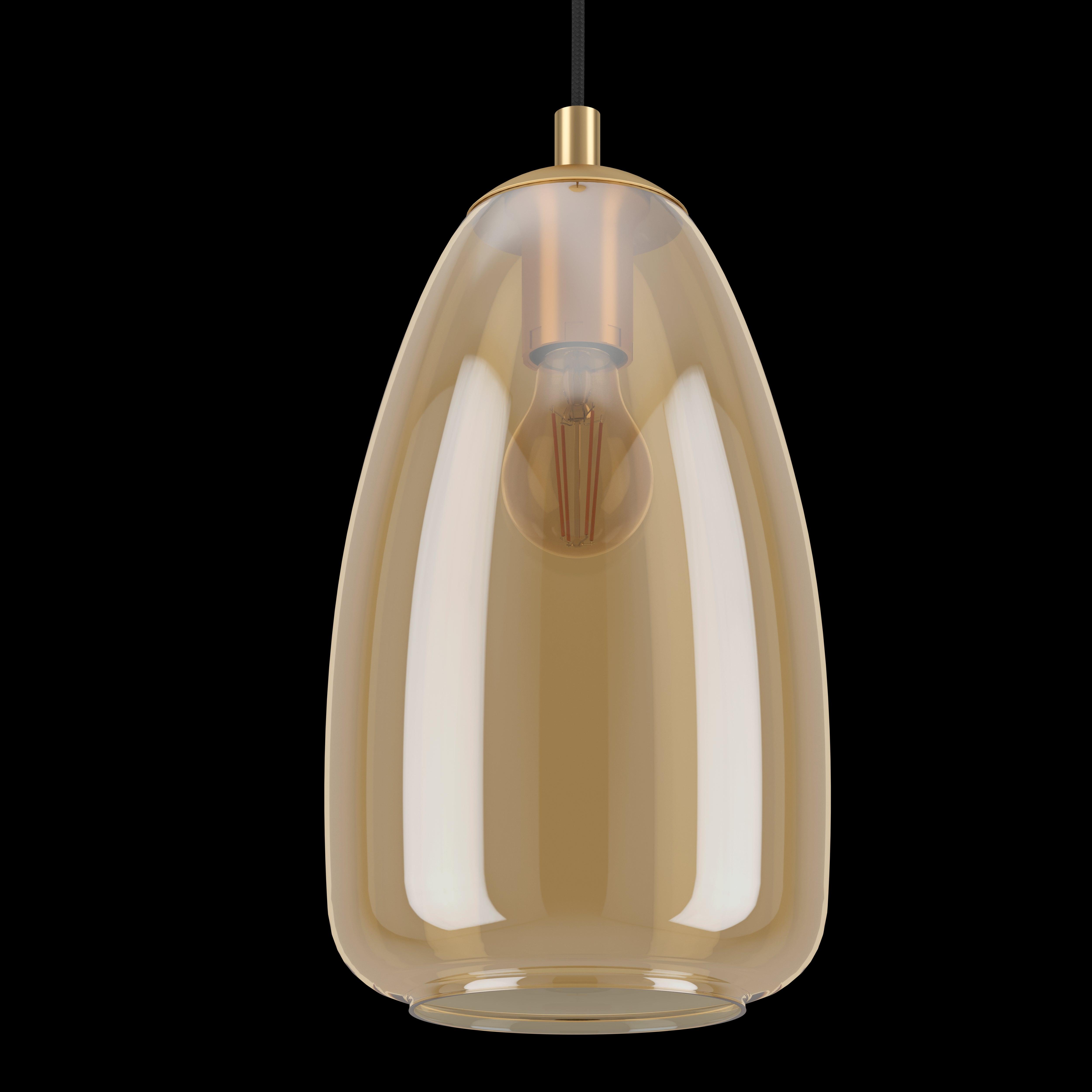 eglo alobrase smoked amber glass ceiling pendant 20cm kitchen lighting