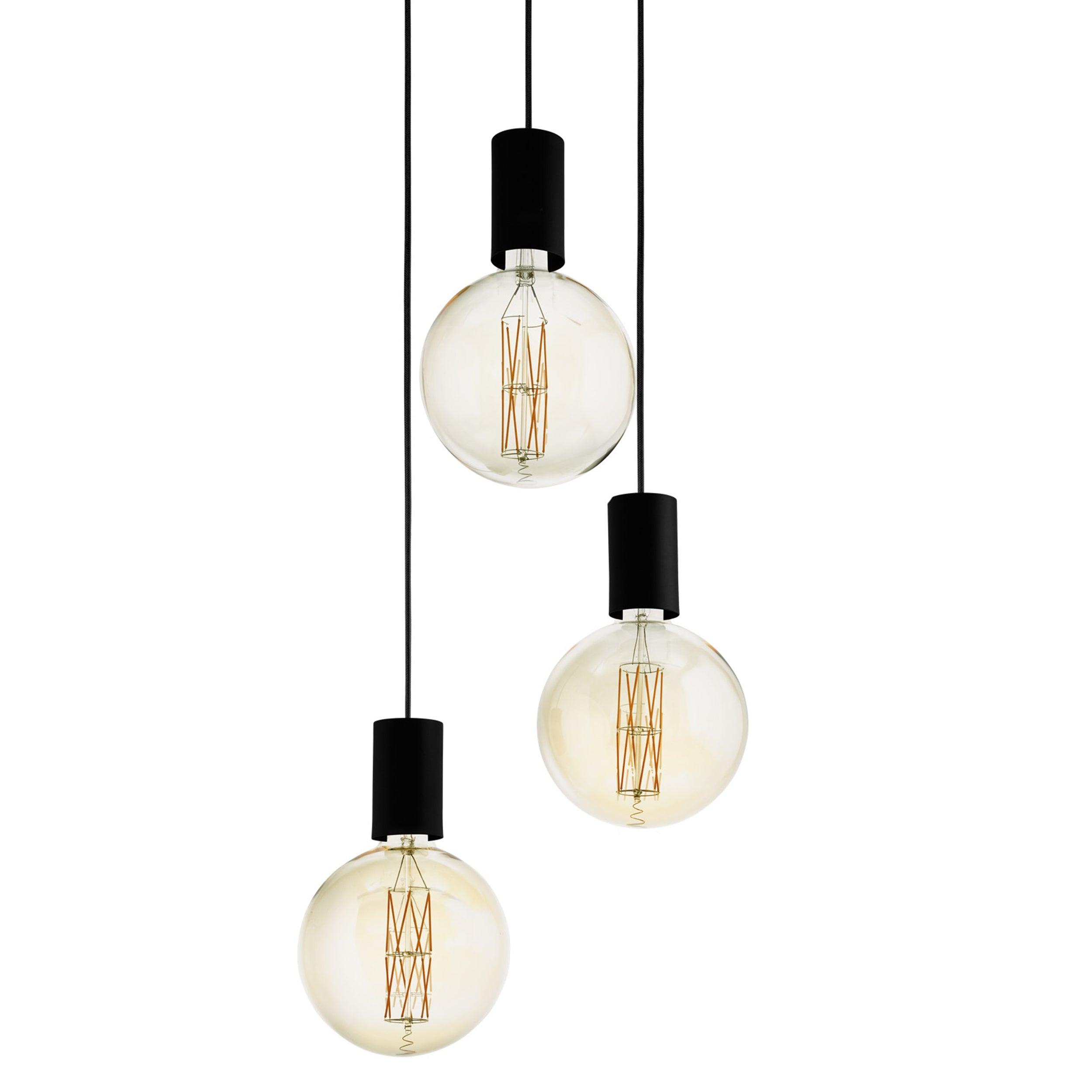 eglo pozueta 3 light black cable set pendant living room image