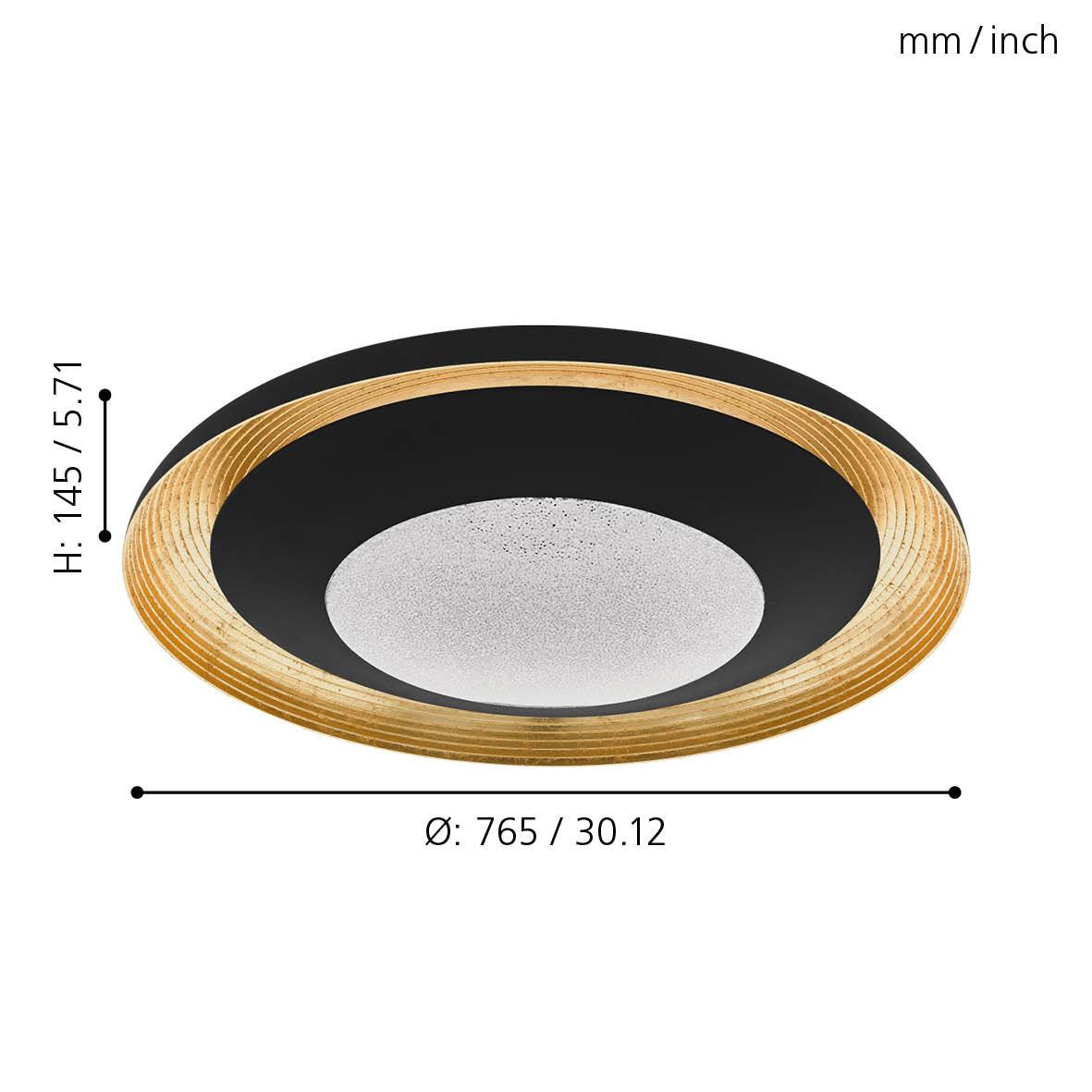 eglo canicosa 2 black gold round led flush 76 5cm living room image
