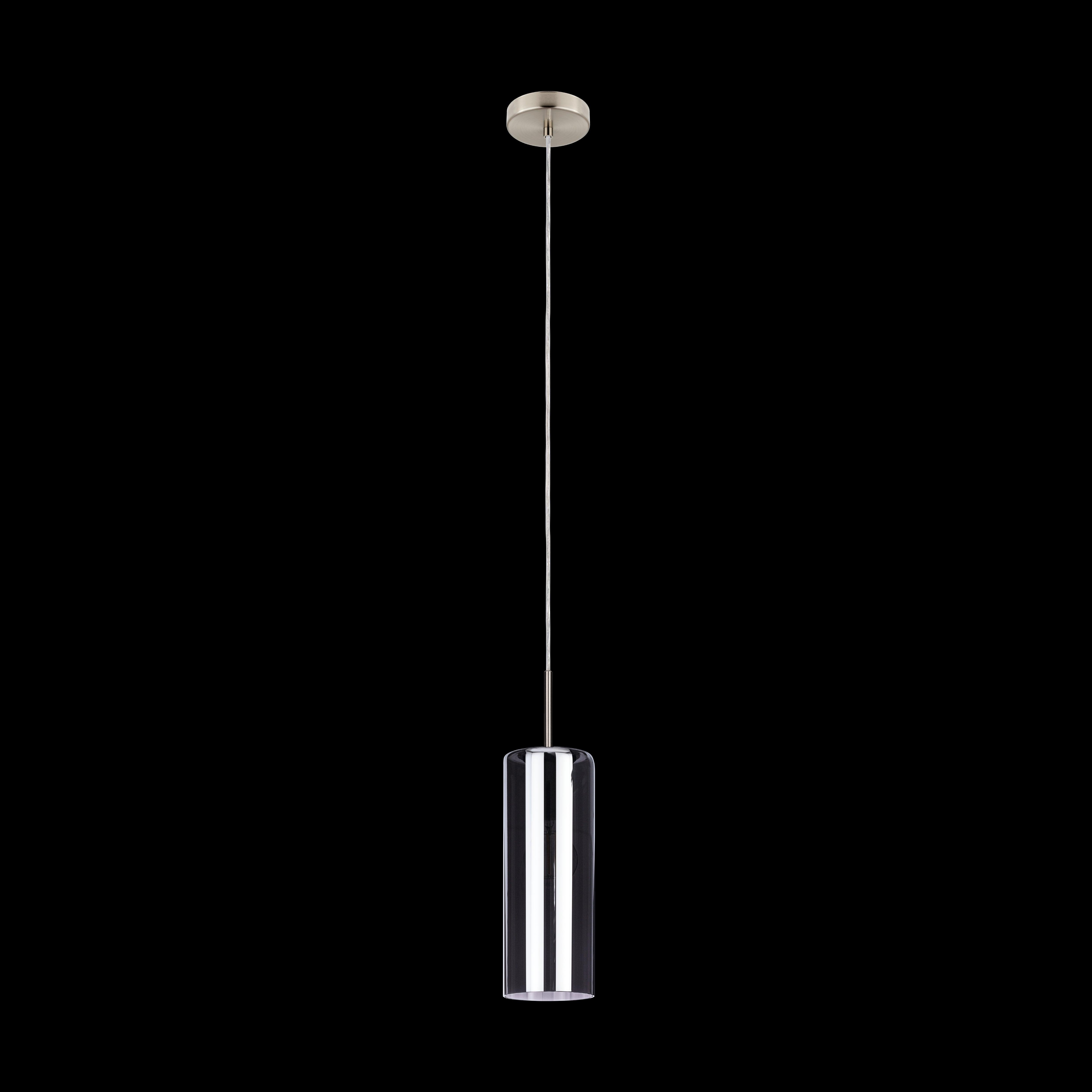 eglo selvino cylindrical smoked black glass ceiling pendant living room close up