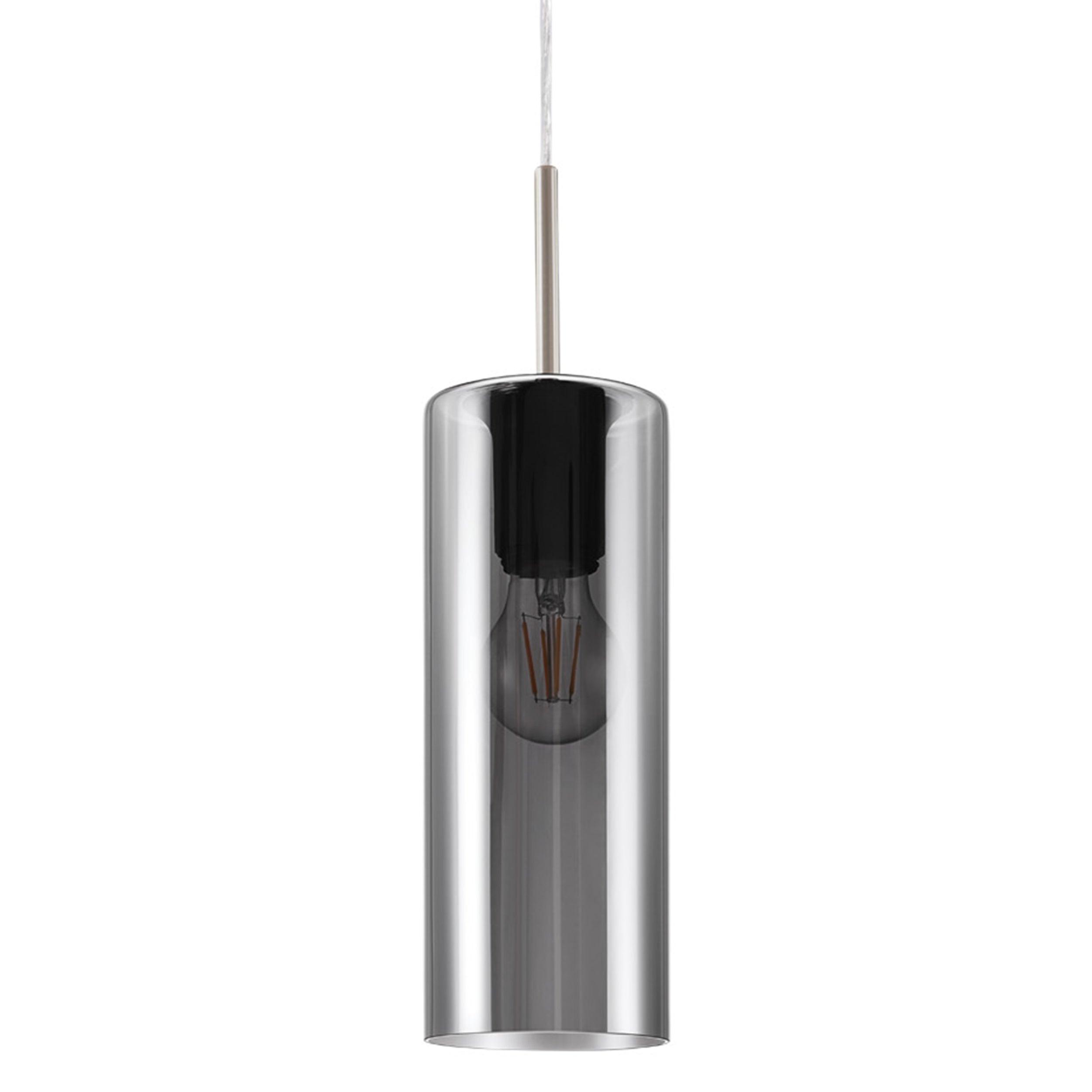 eglo selvino cylindrical smoked black glass ceiling pendant Kitchen Lighting Close Up