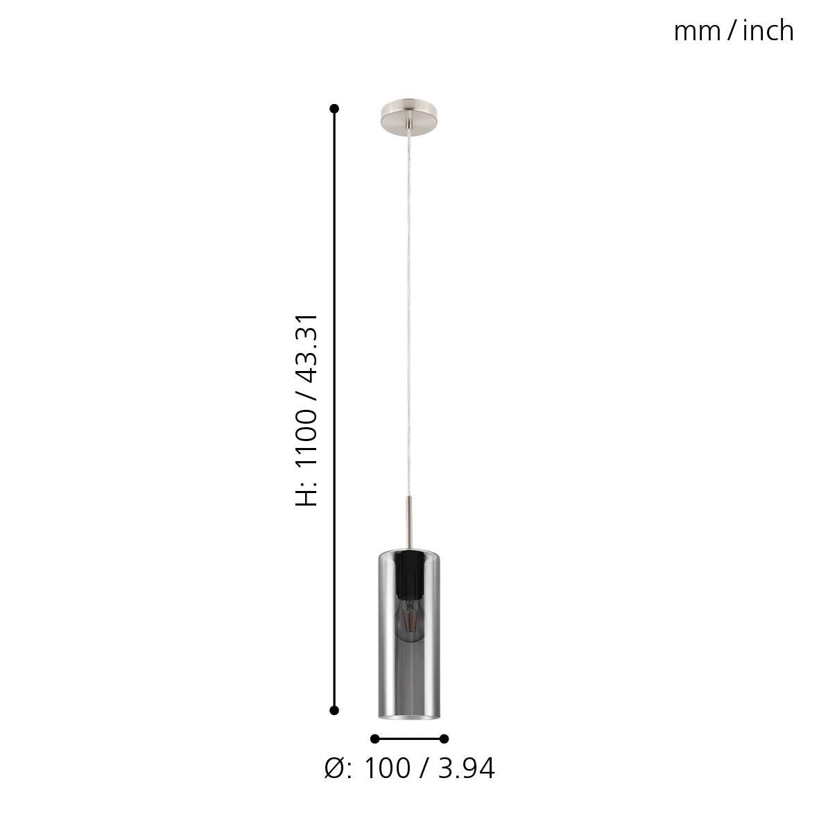 eglo selvino cylindrical smoked black glass ceiling pendant kitchen lighting