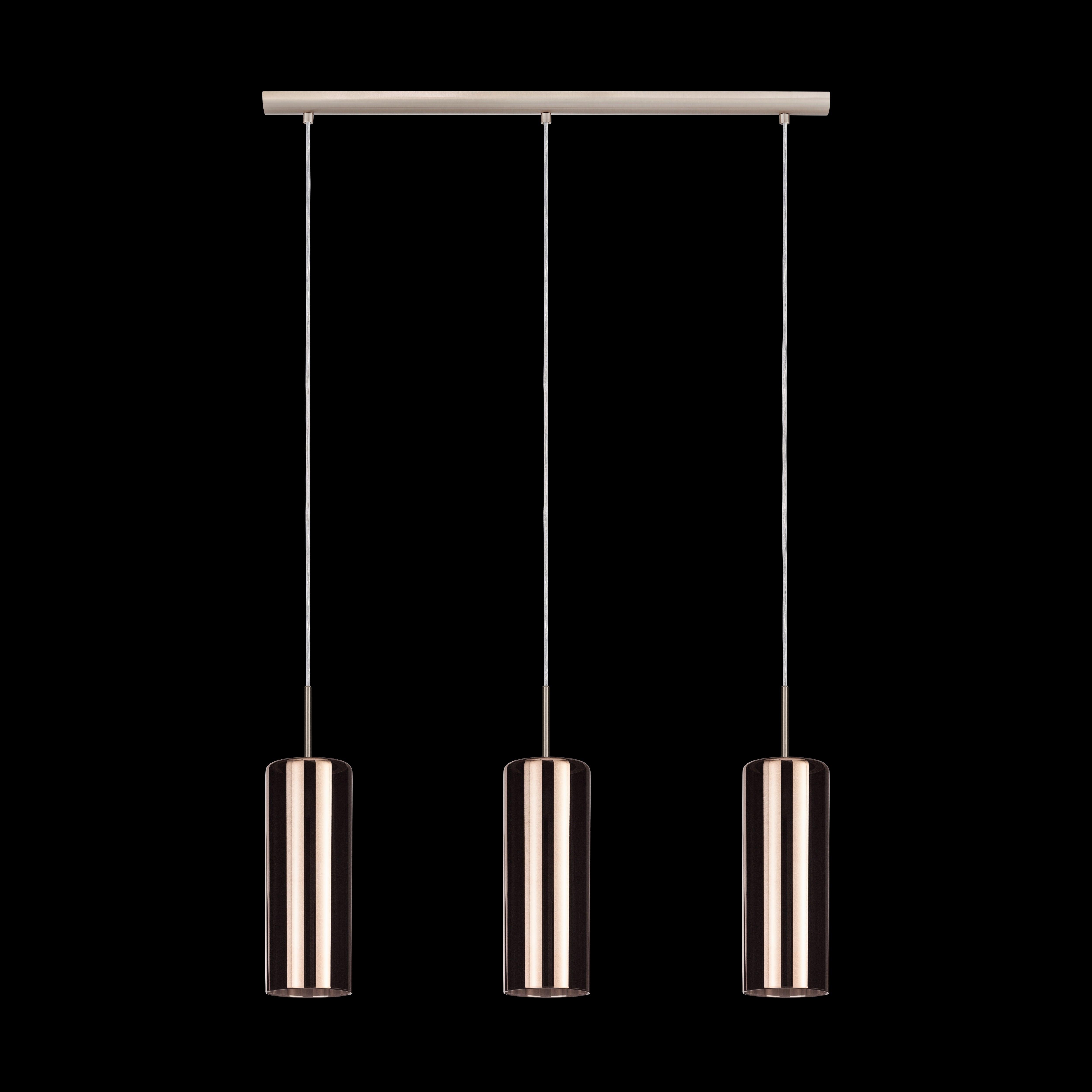 eglo selvino 3 light cylindrical copper glass pendant