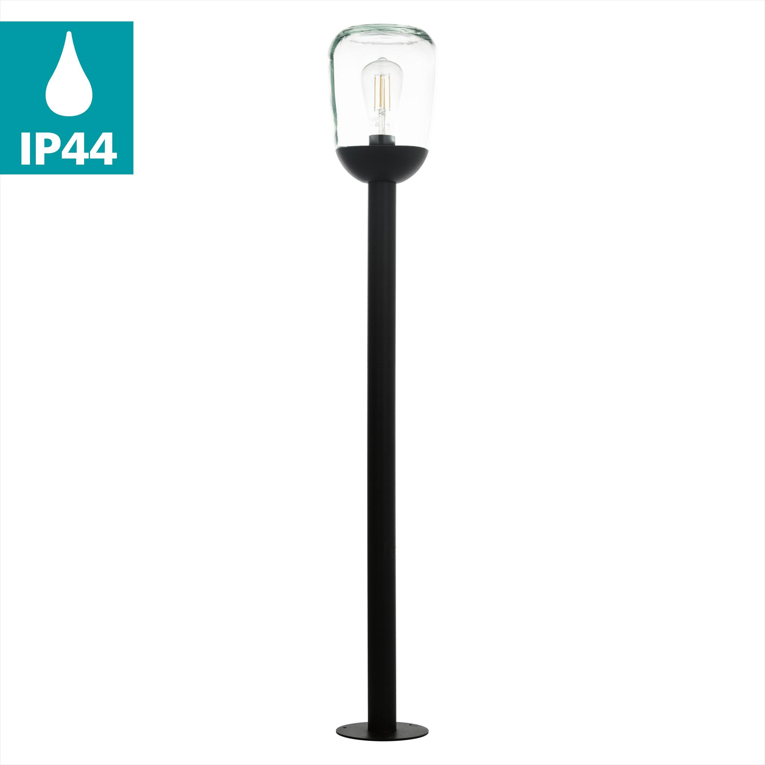 eglo donatori ip44 black aluminium post outdoor glass shade living room image
