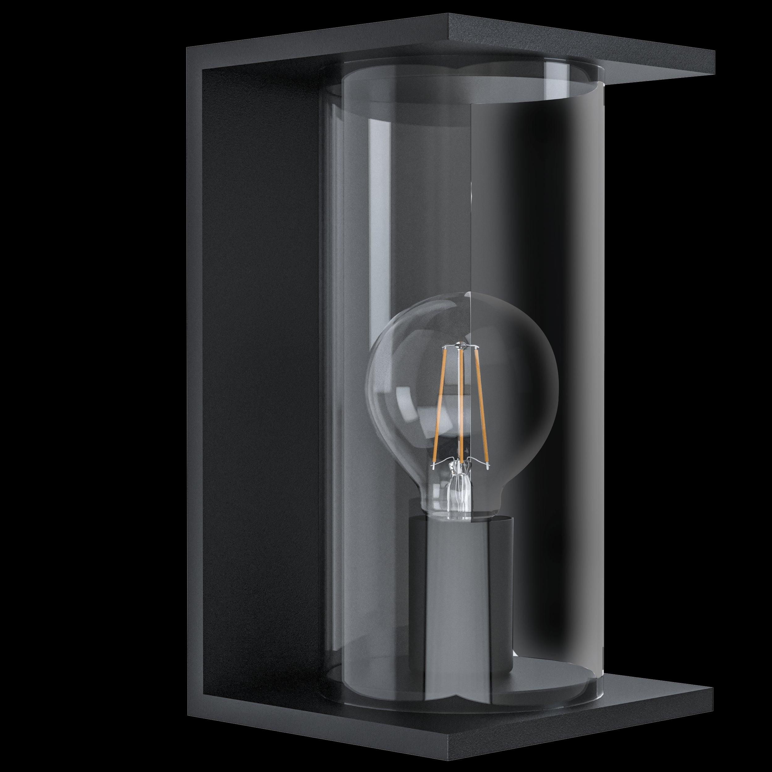 eglo cascinetta black ip54 outdoor wall light glass shade living room image