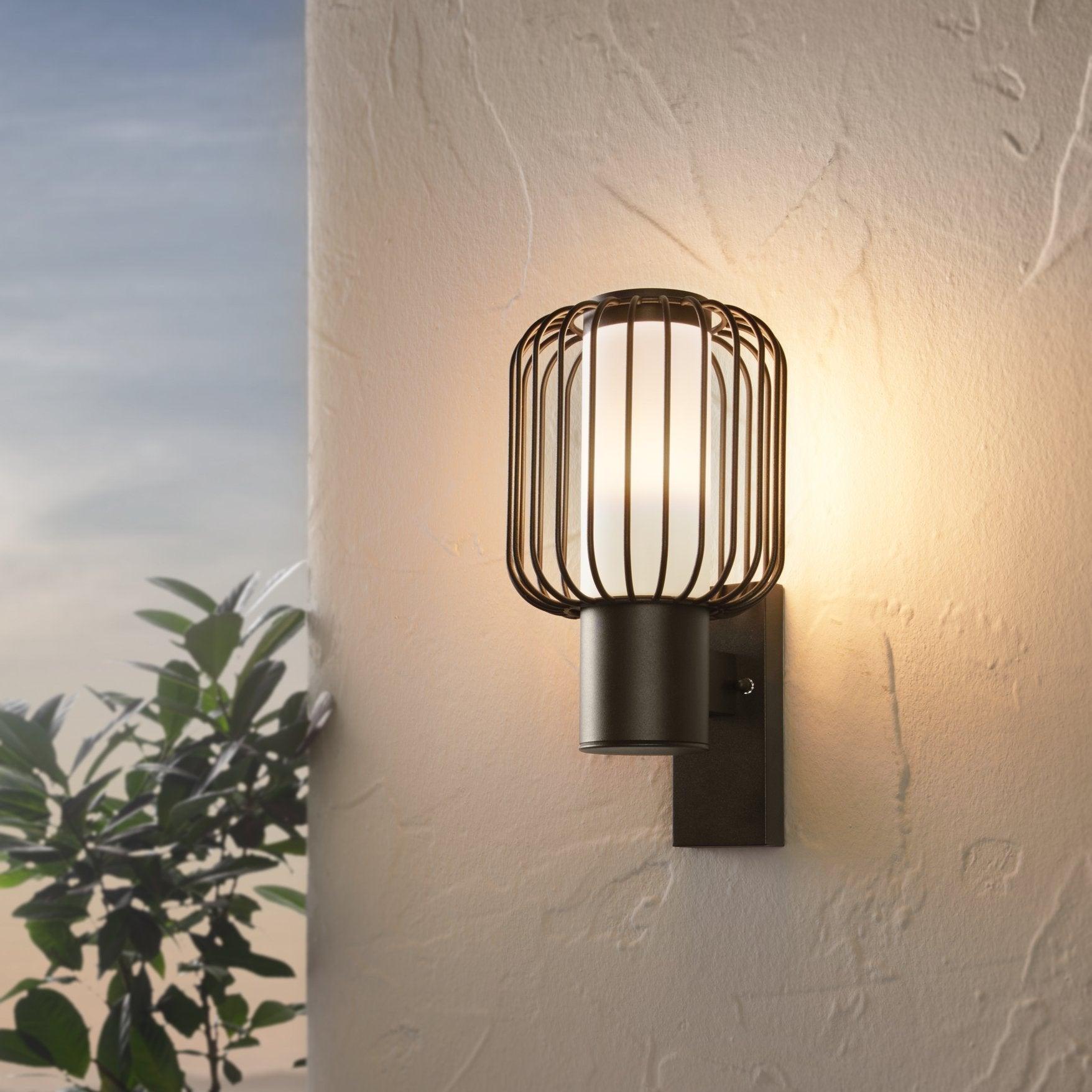 eglo ravello black wire shade ip44 outdoor wall light