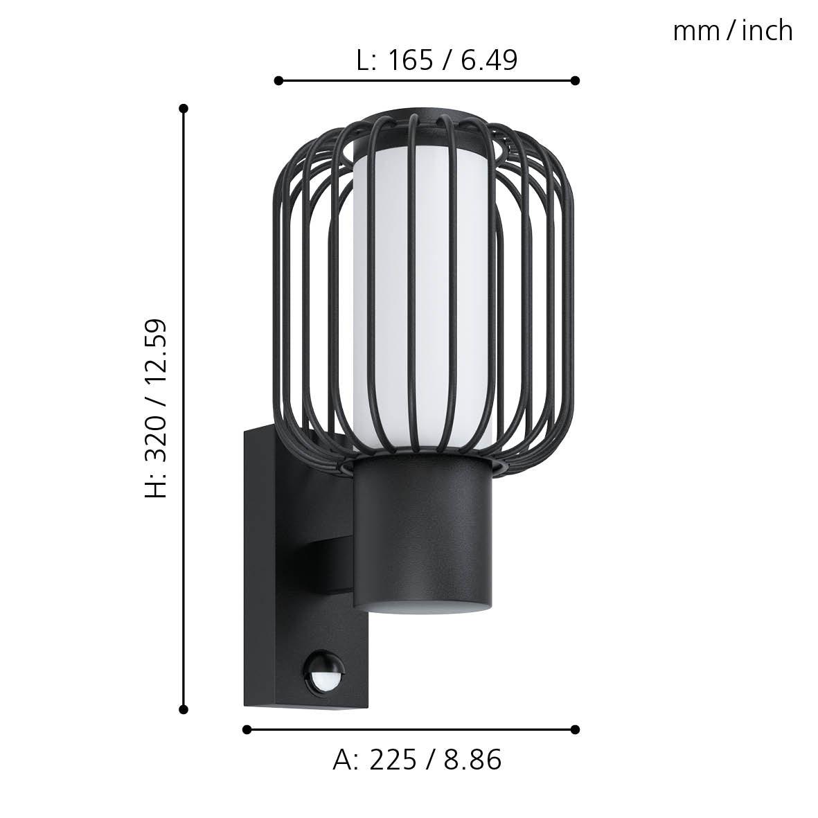 eglo ravello black pir wire shade outdoor wall light ip44 kitchen lighting