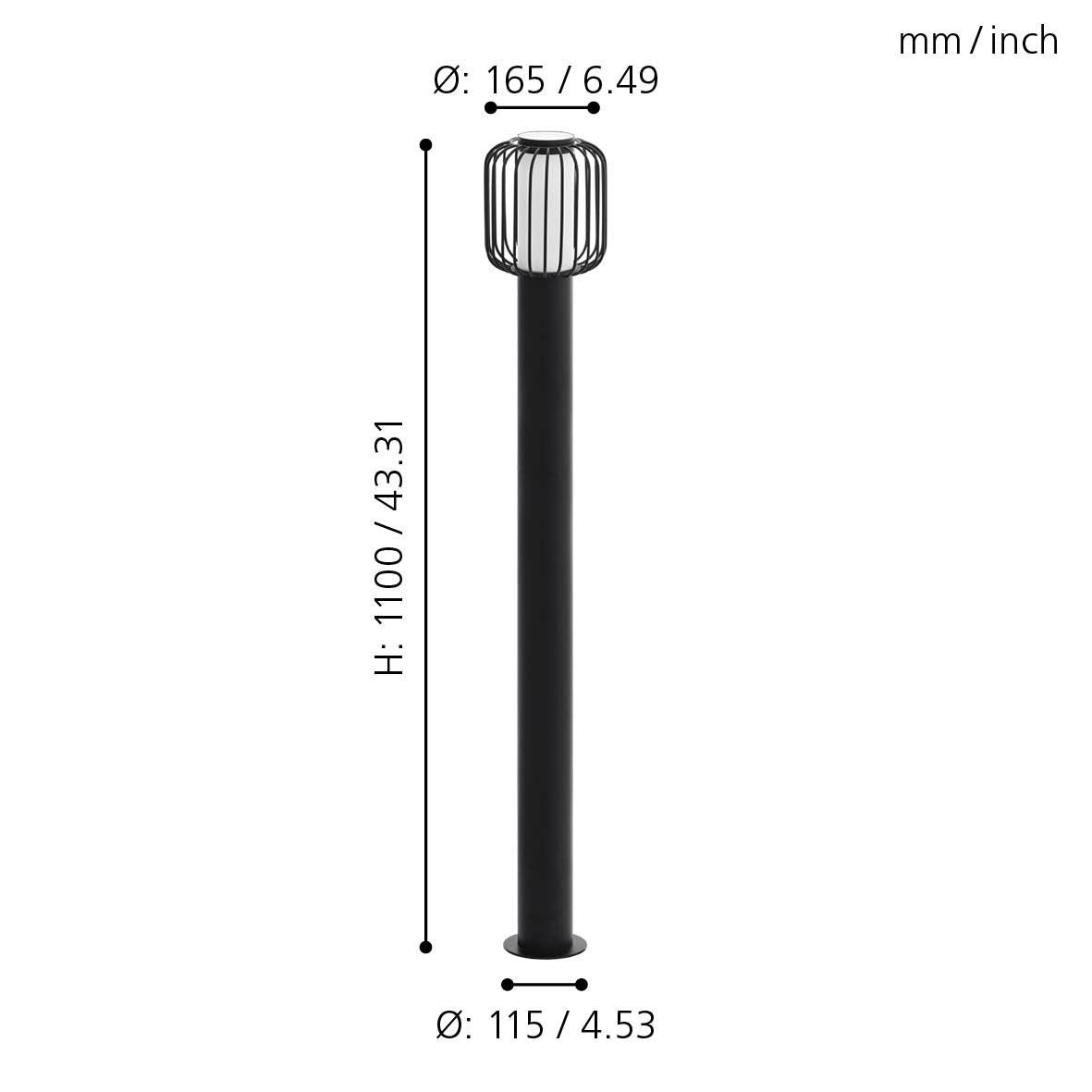 eglo ravello ip54 black bollard outdoor light wire shade kitchen lighting