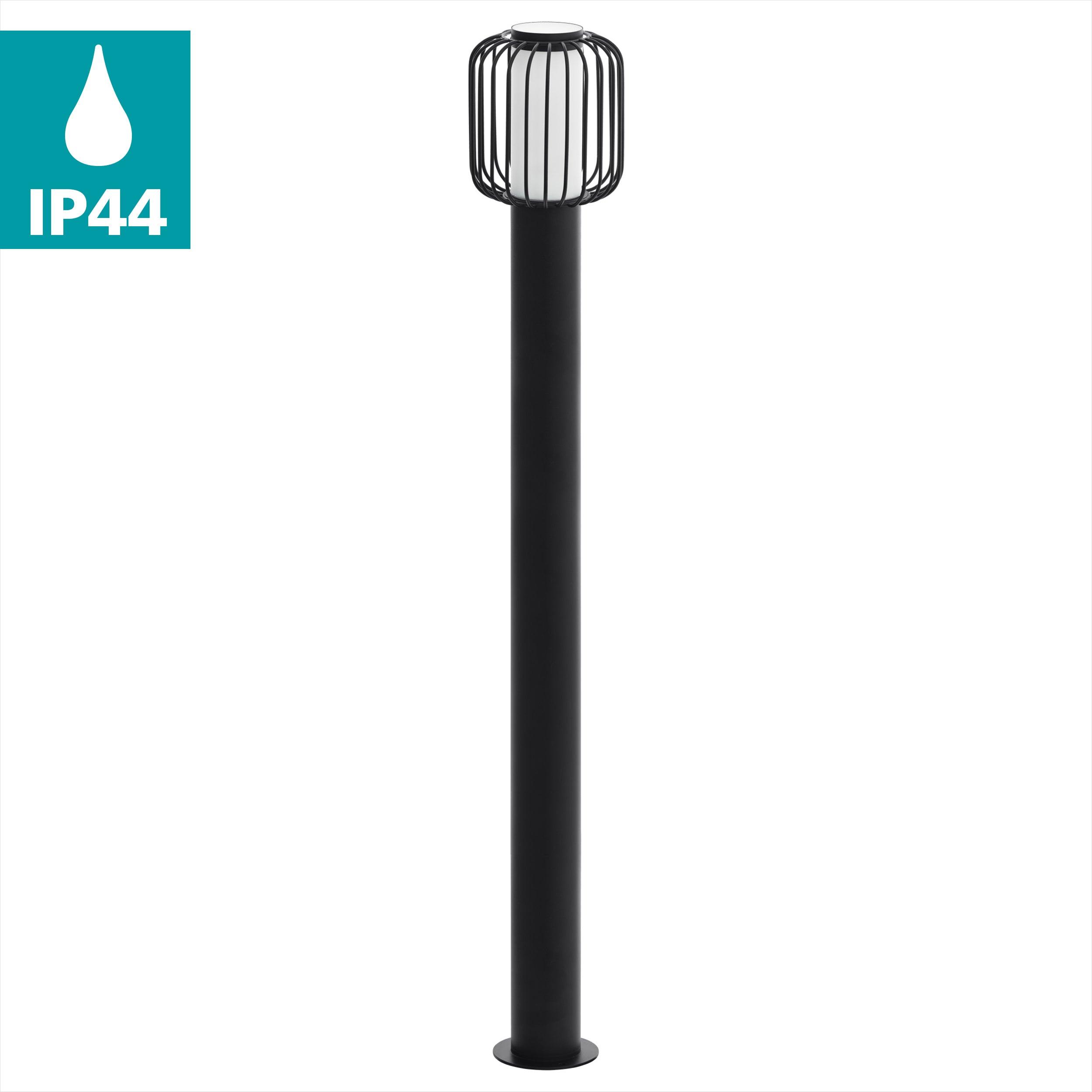 eglo ravello ip54 black bollard outdoor light wire shade living room close up