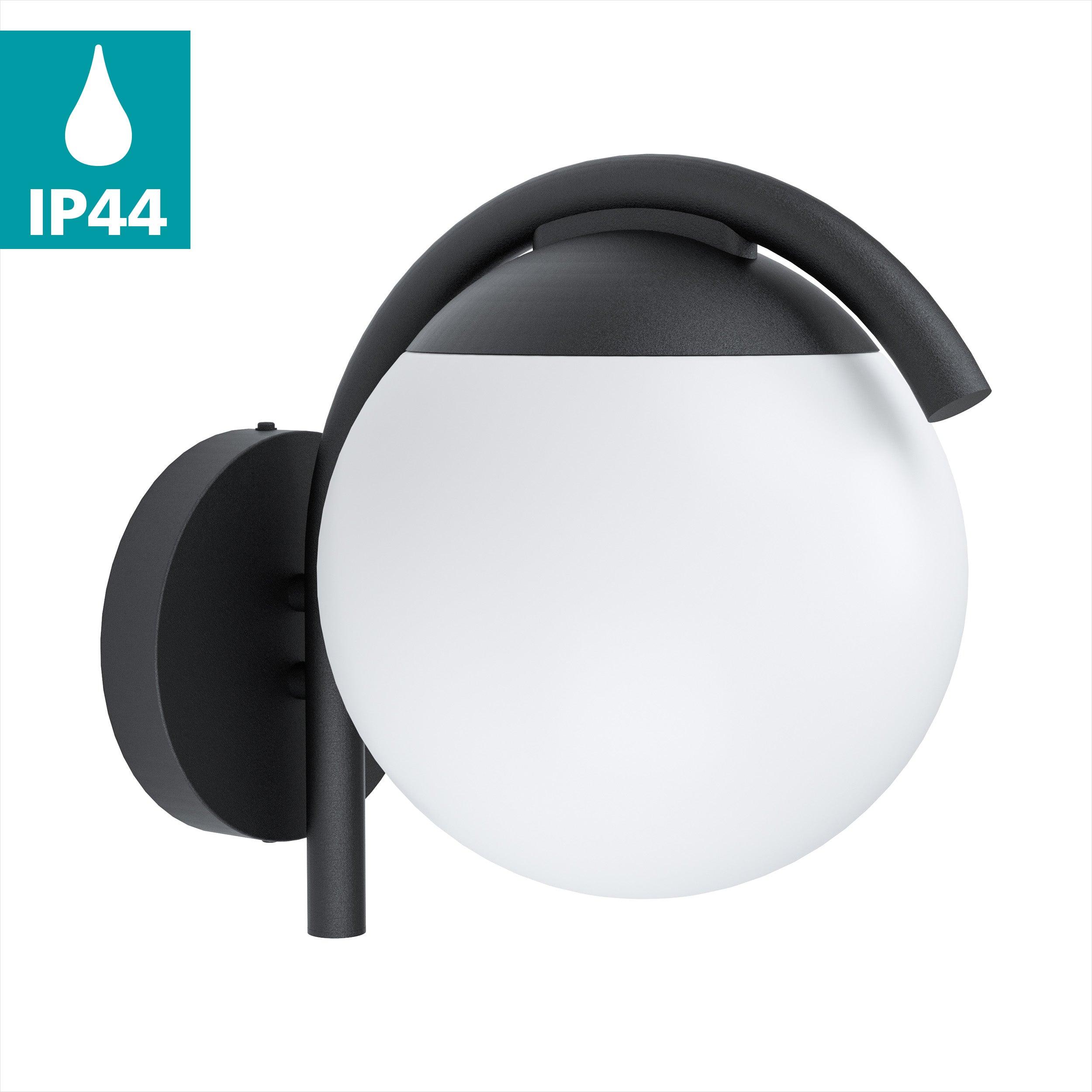 eglo prata vecchia black ip44 outdoor wall light kitchen lighting