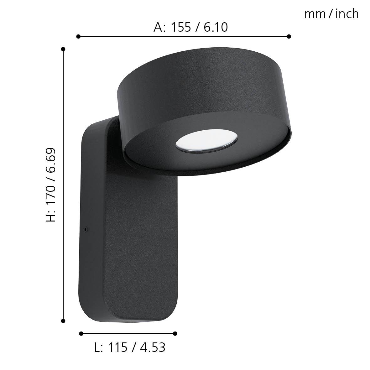 eglo palosco black led outdoor wall light ip44 kitchen lighting