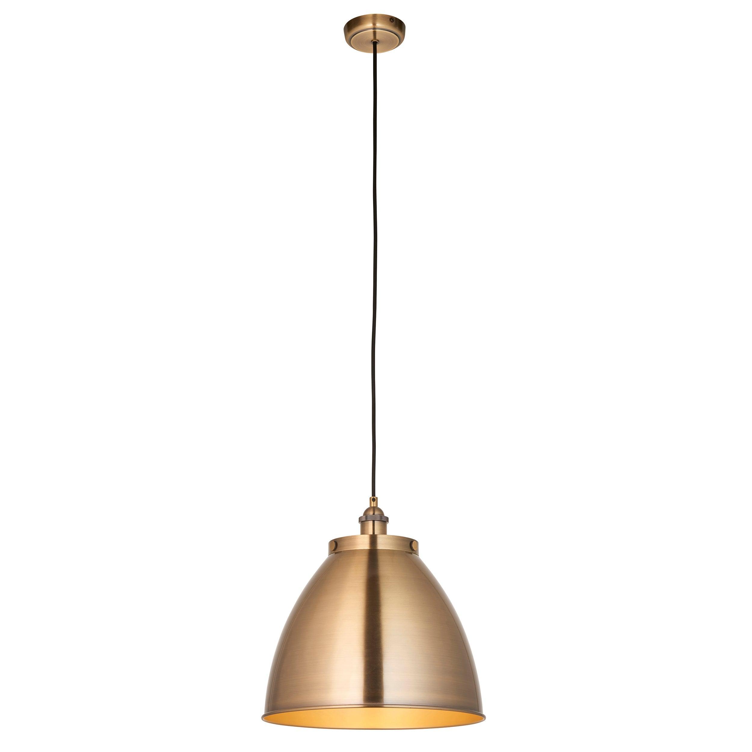 Endon Franklin 1 Light Antique Brass Large Ceiling Pendant-Ceiling Pendant Lights-Endon Lighting Bedrooom Lighting Wide ImageTiffany Lighting Direct