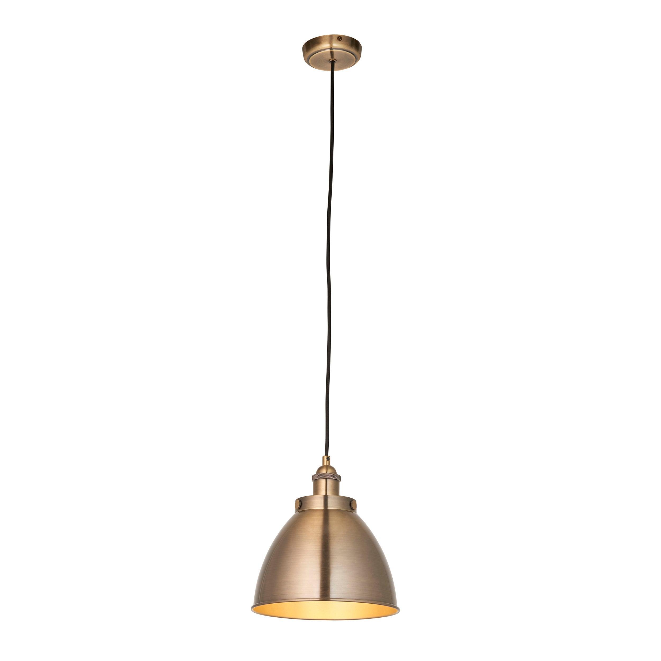 Endon Franklin 1 Light Antique Brass Small Ceiling Pendant-Ceiling Pendant Lights-Endon Lighting Bedrooom Lighting Wide ImageTiffany Lighting Direct