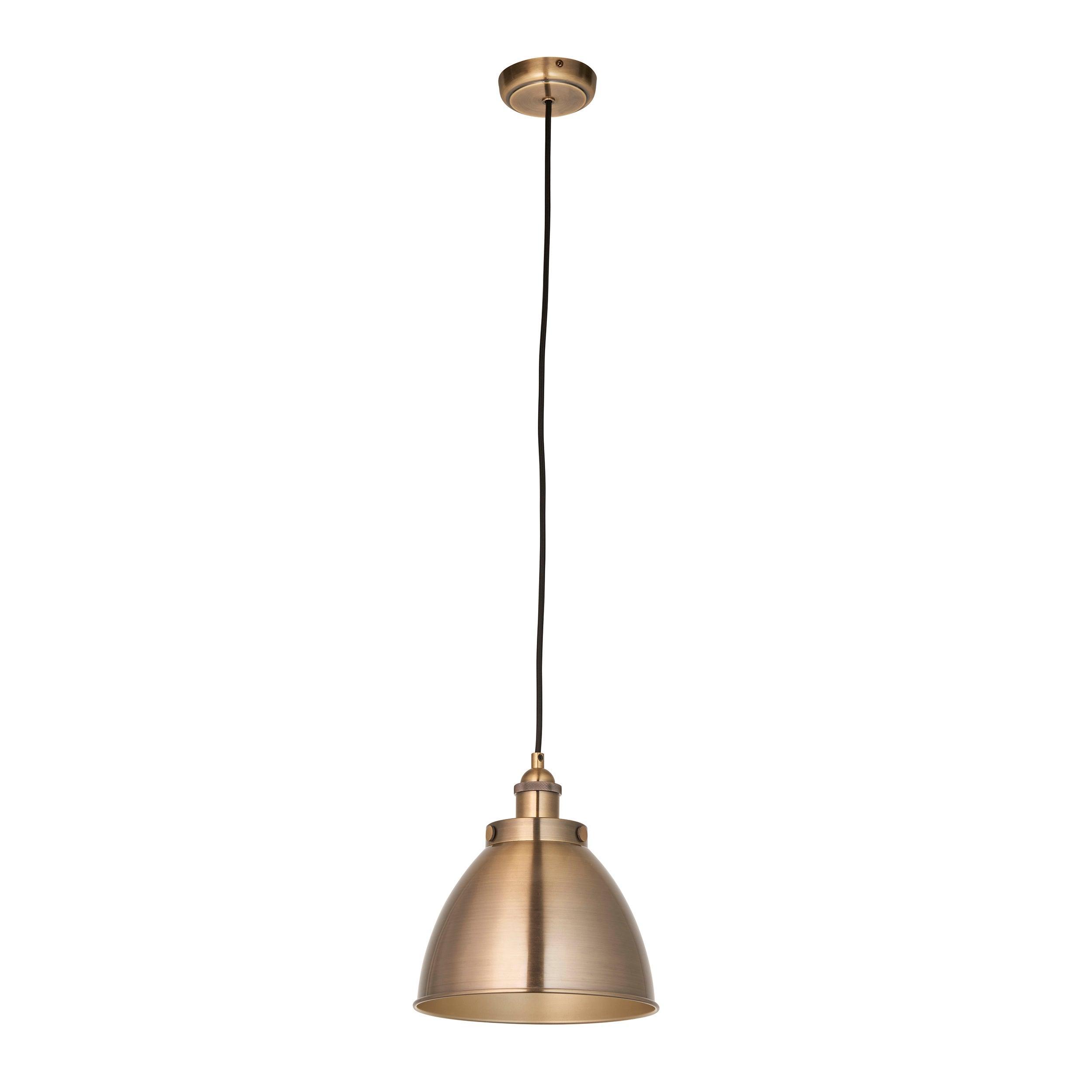 Endon Franklin 1 Light Antique Brass Small Ceiling Pendant-Ceiling Pendant Lights-Endon Lighting Bedrooom Lighting Wider ImageTiffany Lighting Direct