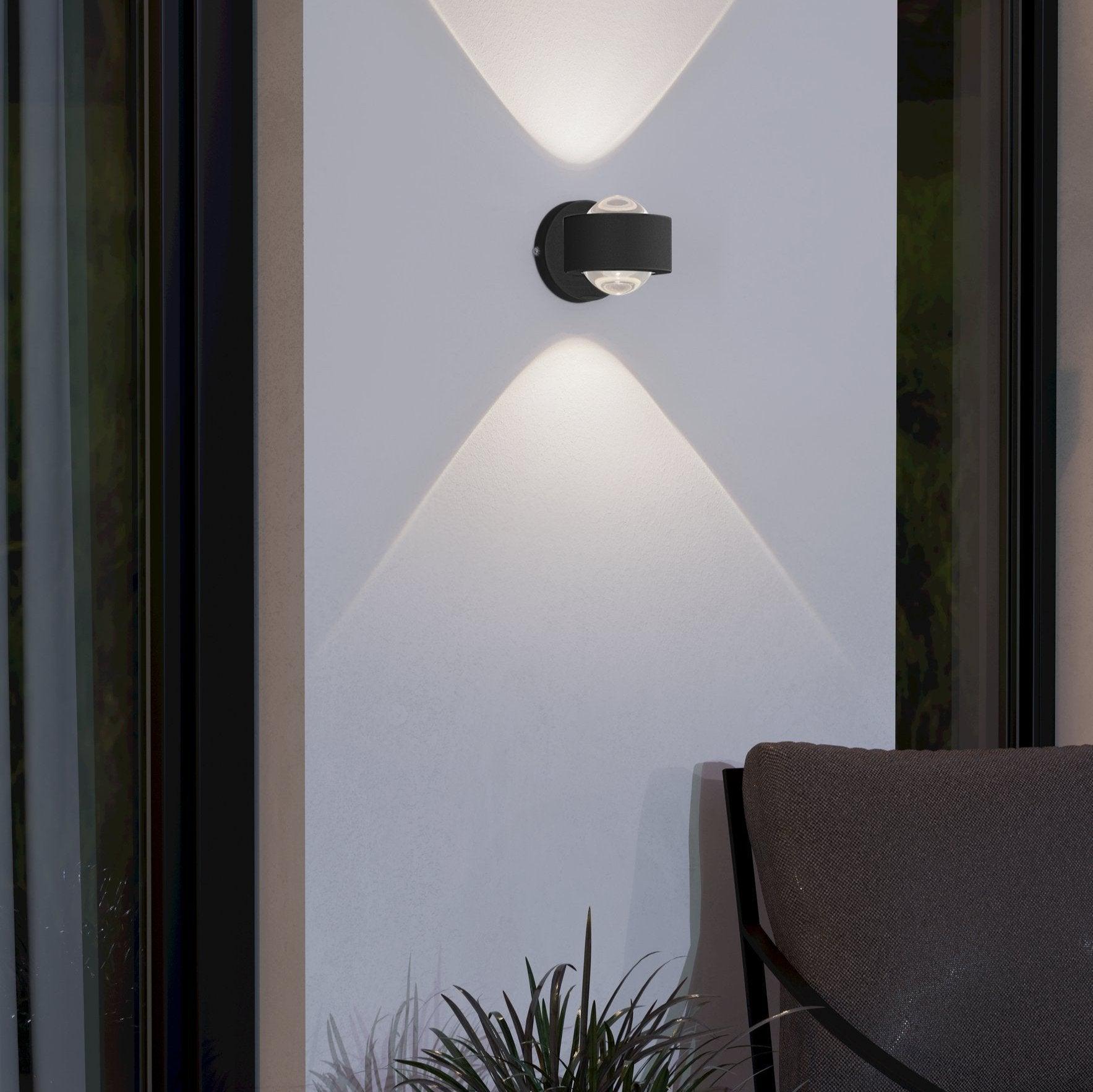 eglo treviolo black up down led outdoor wall light ip44