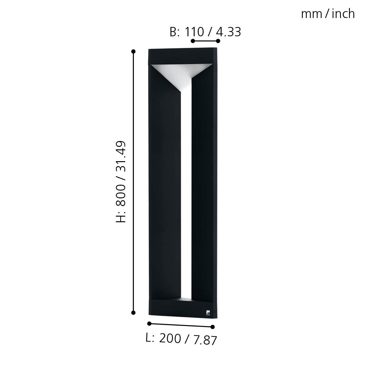 eglo nembro ip54 black linear led bollard pathway light kitchen lighting