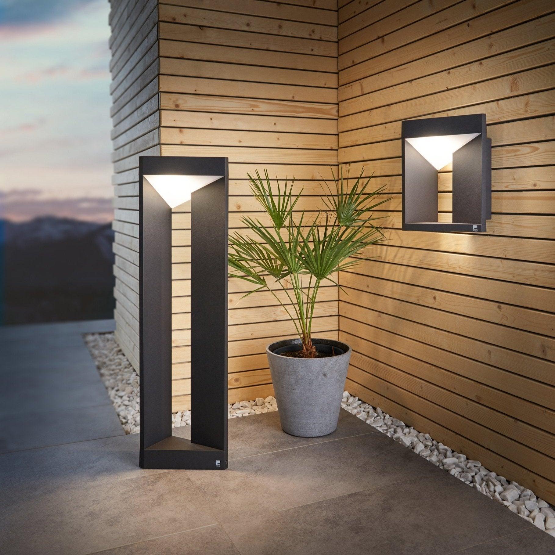 eglo nembro ip54 black linear led bollard pathway light hallway lighting